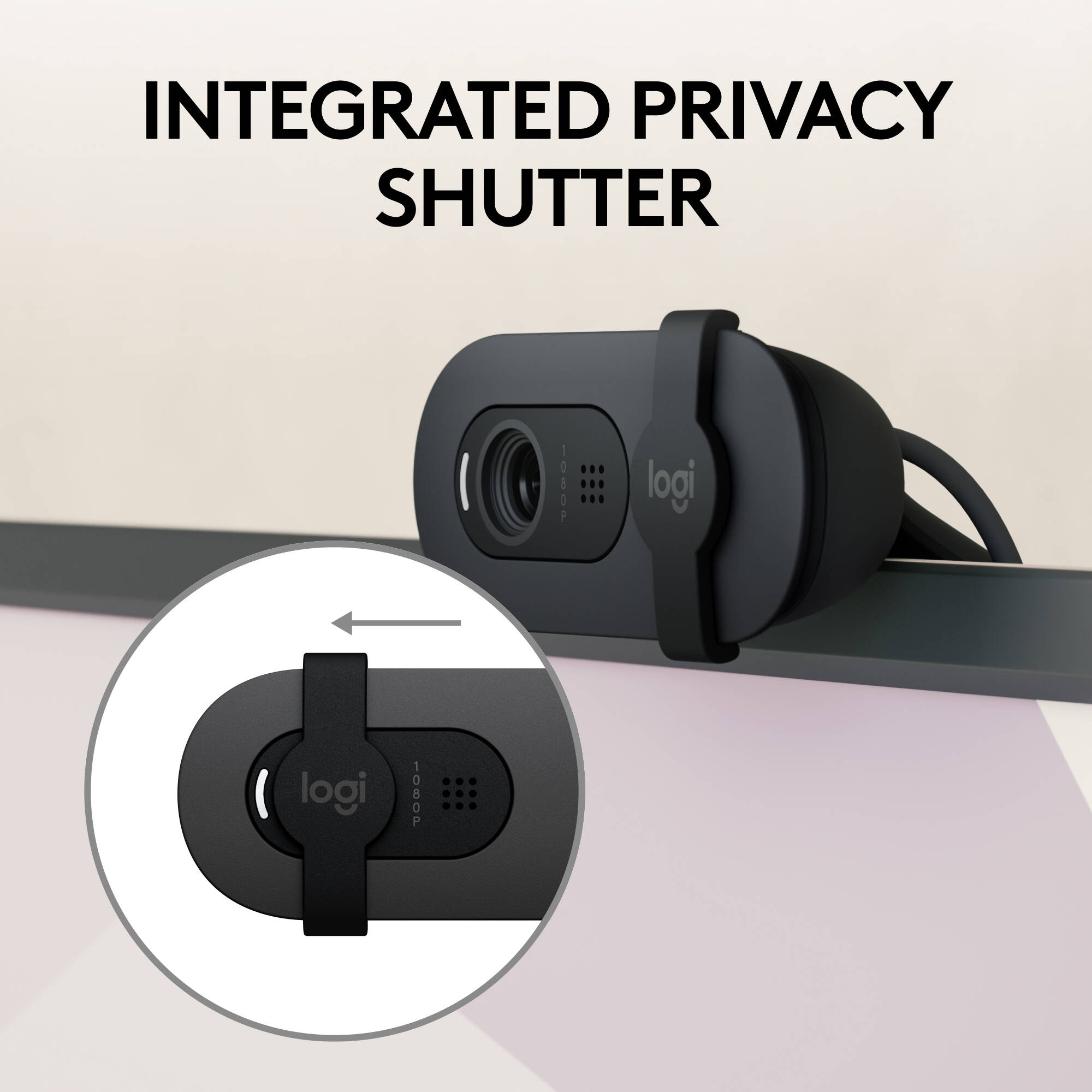 Logitech Brio 105 graphite webcam for 1080p business video calls — view 5