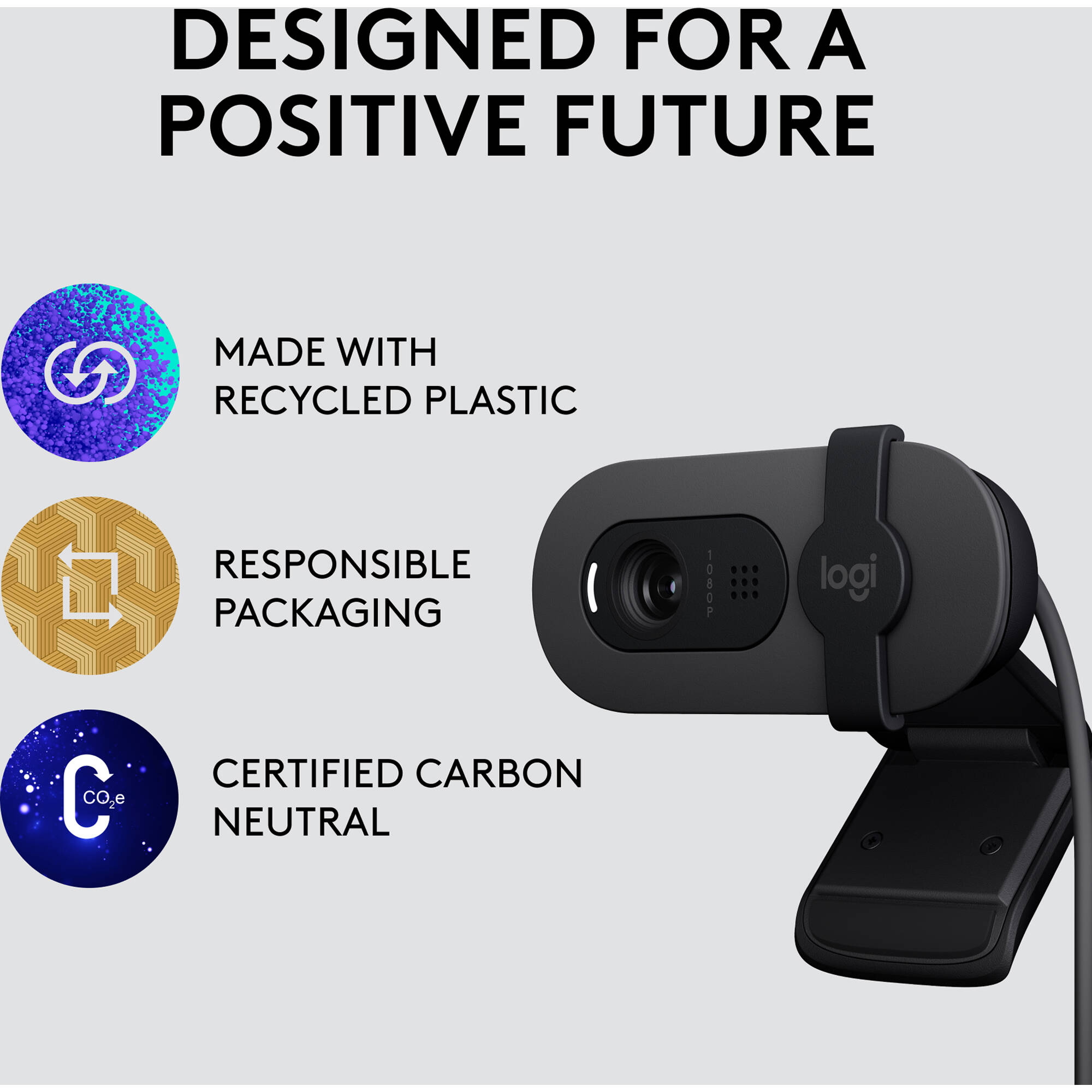 Logitech Brio 105 graphite webcam for 1080p business video calls — view 7