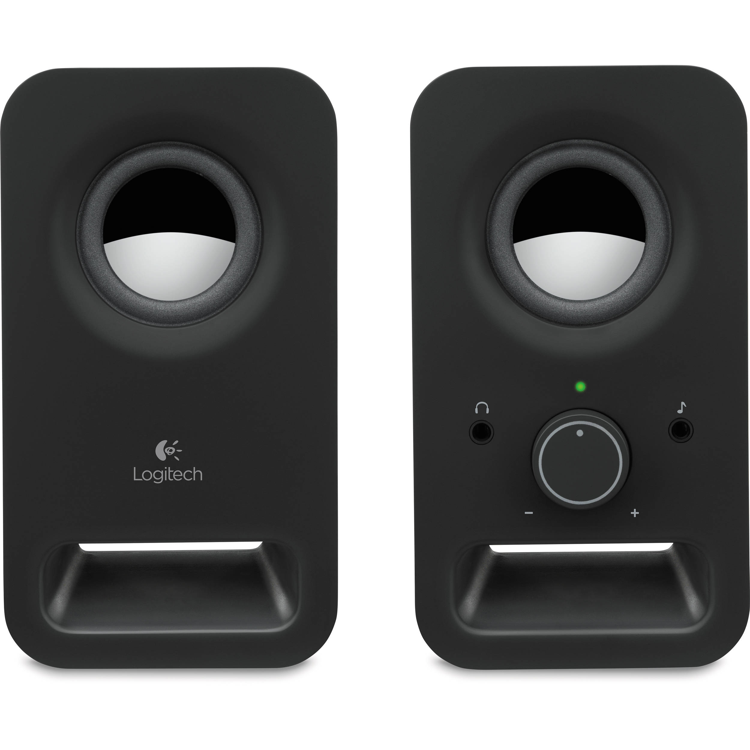 Logitech Z150 multimedia speakers in midnight black with compact desktop design — view 2