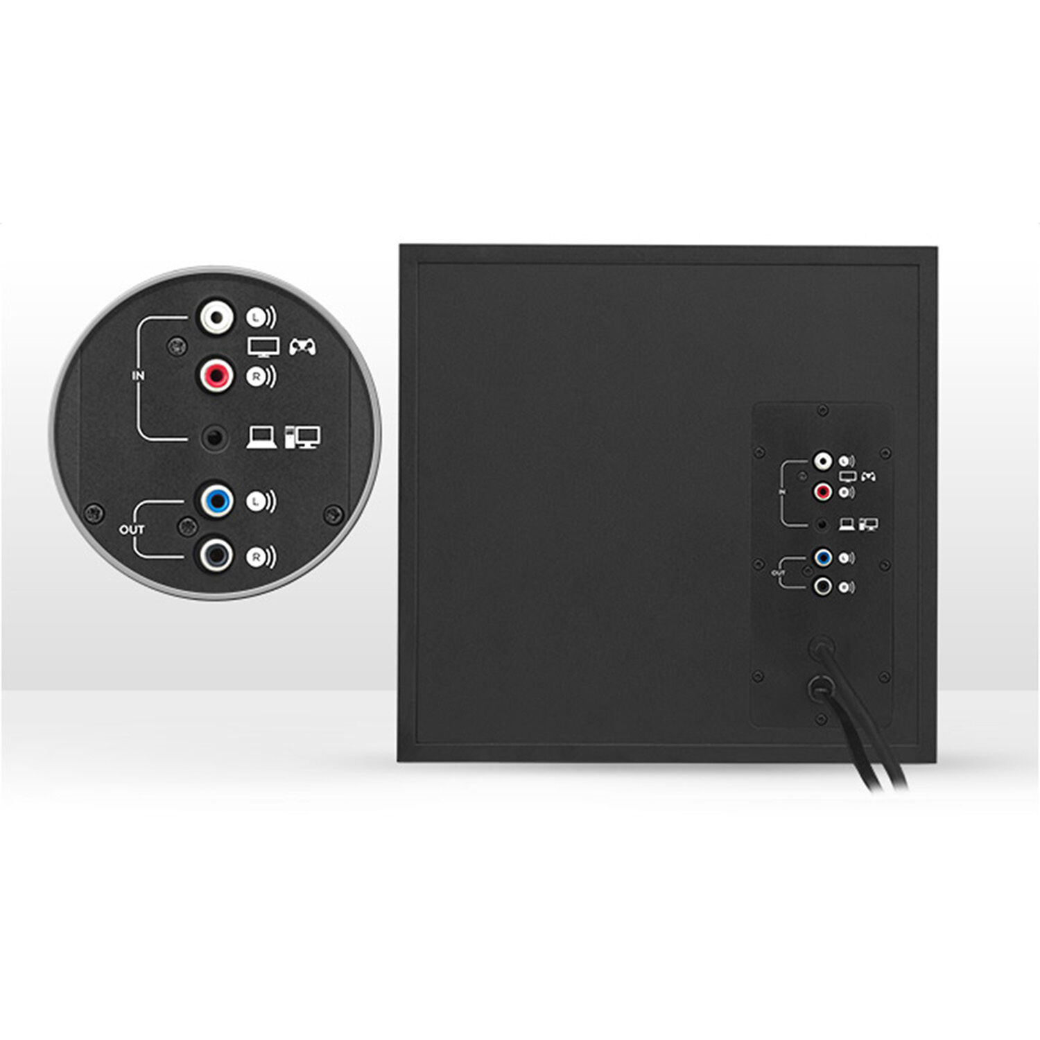 Logitech Z533 2.1 speaker system with front-facing subwoofer and control pod — view 4