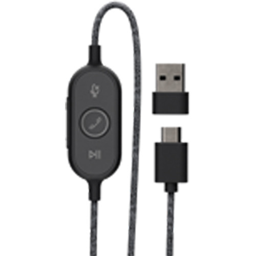 Zone Wired is a USB headset that delivers premium audio and reliable call clarity. Certified for Microsoft Teams with advanced noise-canceling mic technology for open office environments. Wired Headset, inline controller, USB A2C adapter. — view 2