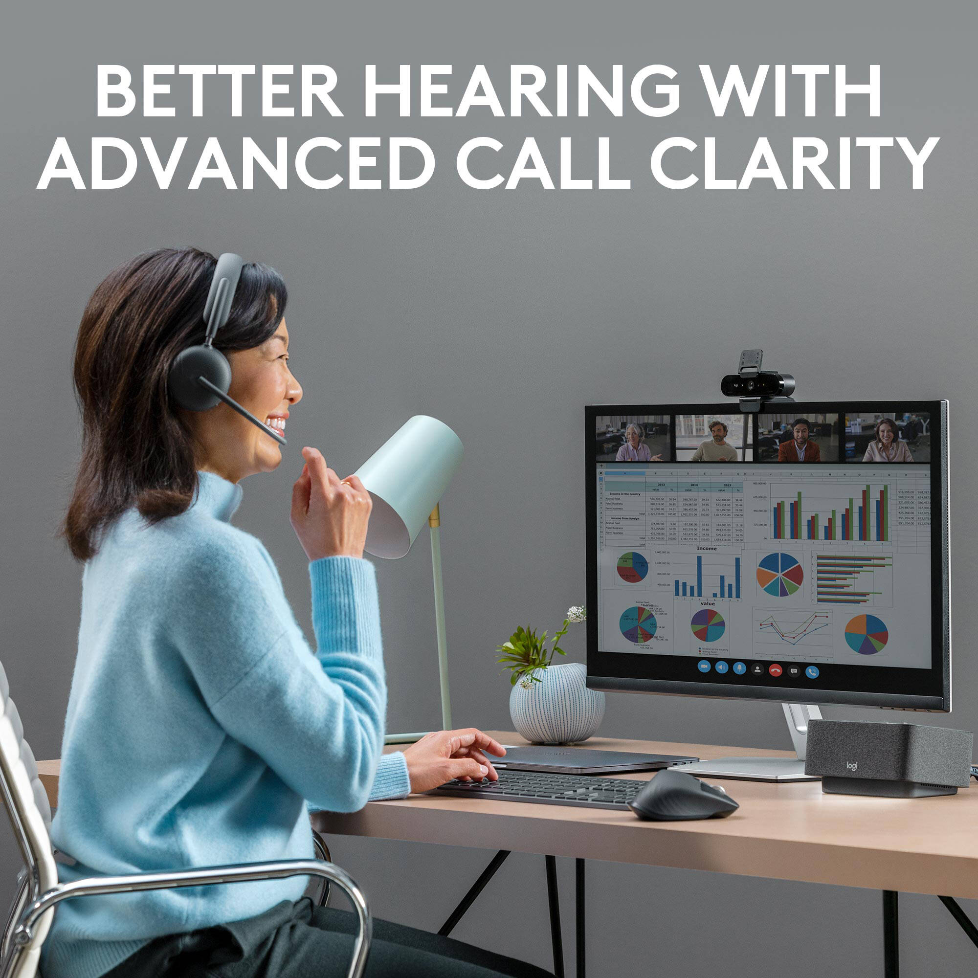 Logitech Zone Wireless 2 Teams graphite wireless headset with boom microphone — view 6