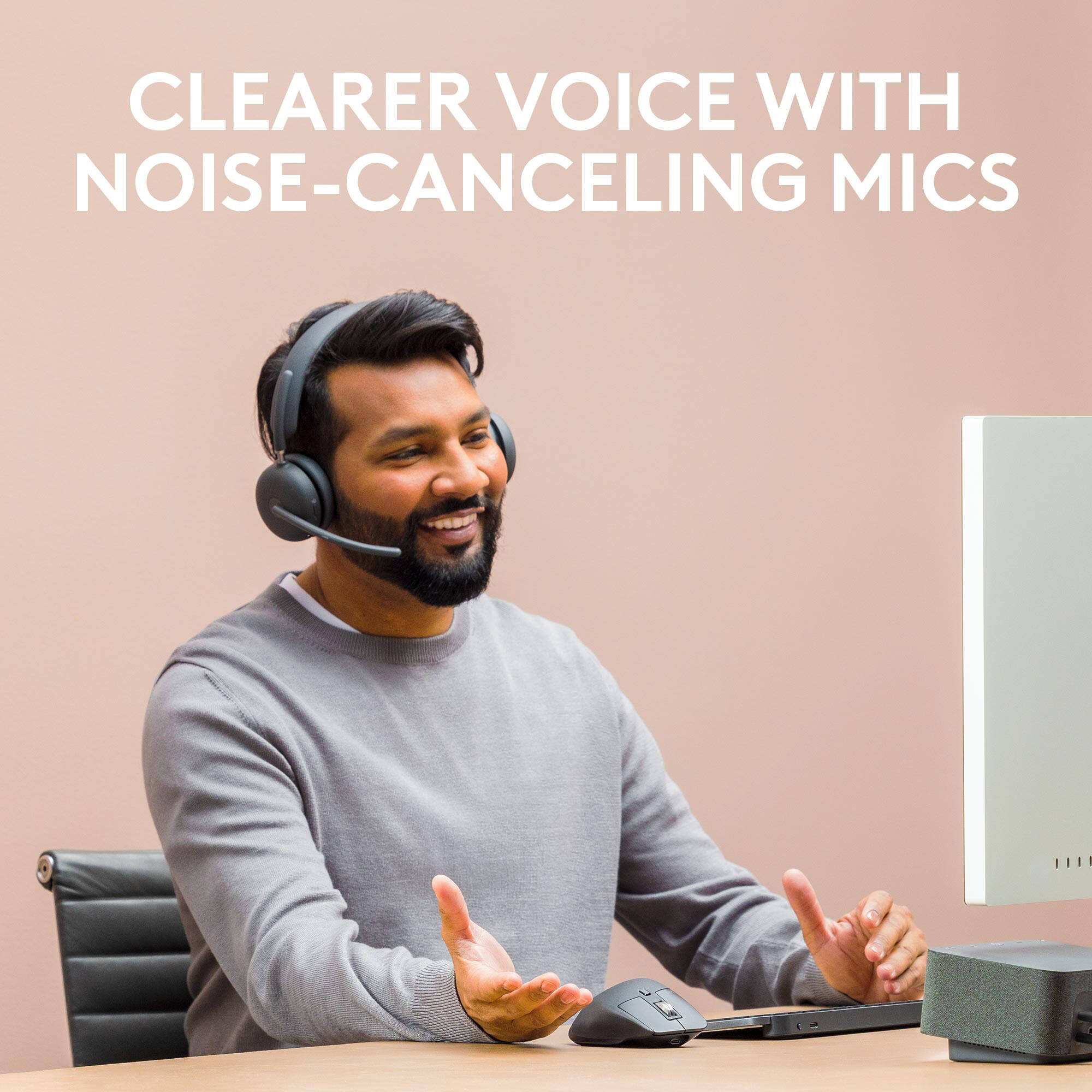 Logitech Zone Wireless 2 Teams graphite wireless headset with boom microphone — view 7