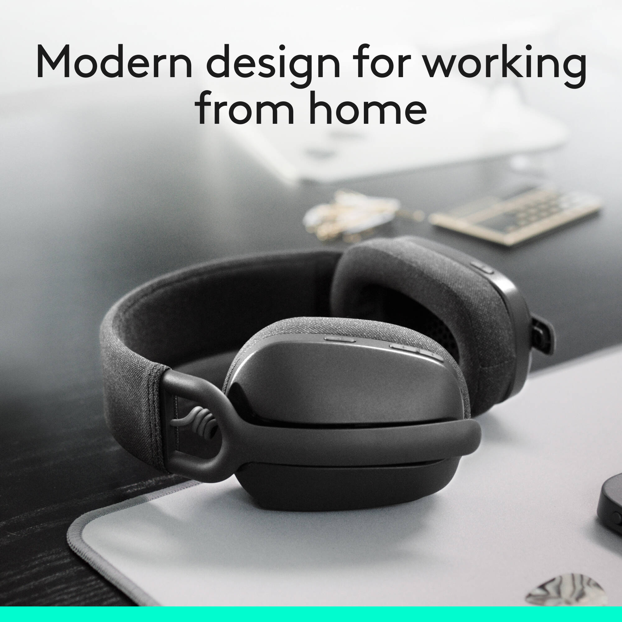 Logitech Zone Vibe 100 wireless headset in graphite with over-the-ear binaural design — view 2