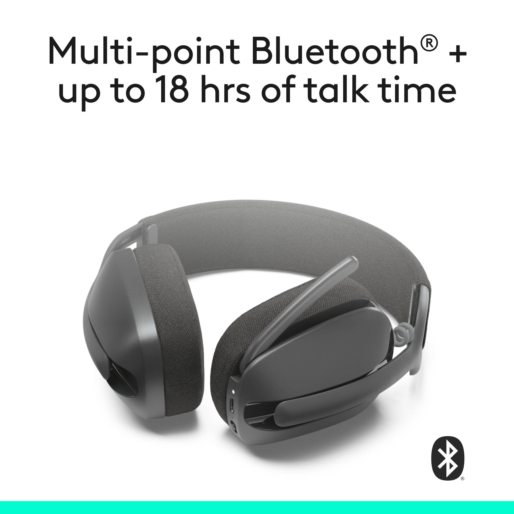 Logitech Zone Vibe 100 wireless headset in graphite with over-the-ear binaural design — view 5