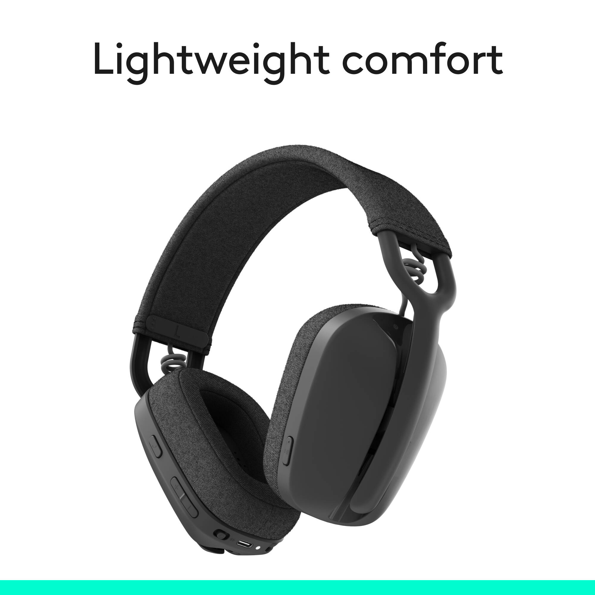 Logitech Zone Vibe 100 wireless headset in graphite with over-the-ear binaural design — view 7