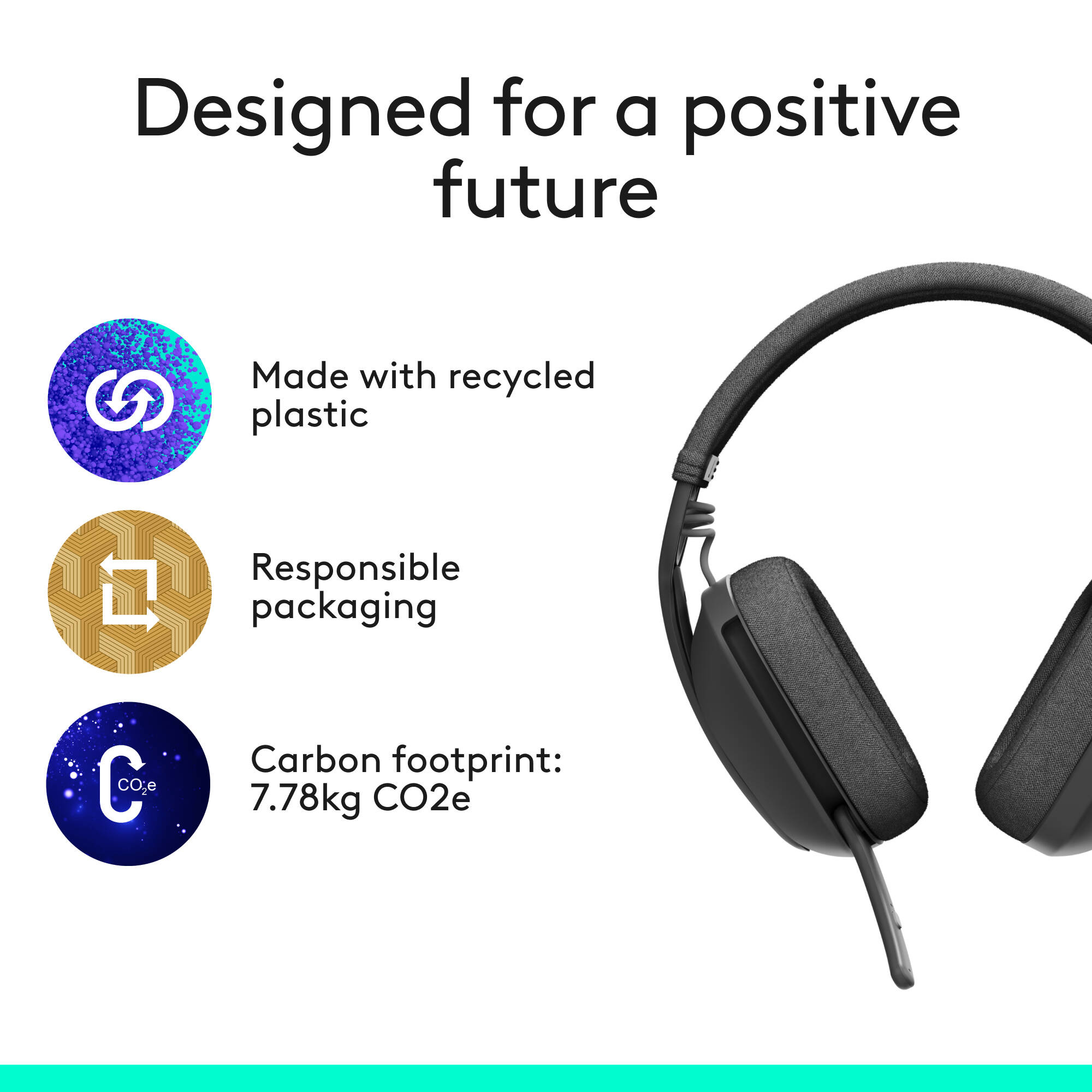 Logitech Zone Vibe 100 wireless headset in graphite with over-the-ear binaural design — view 9