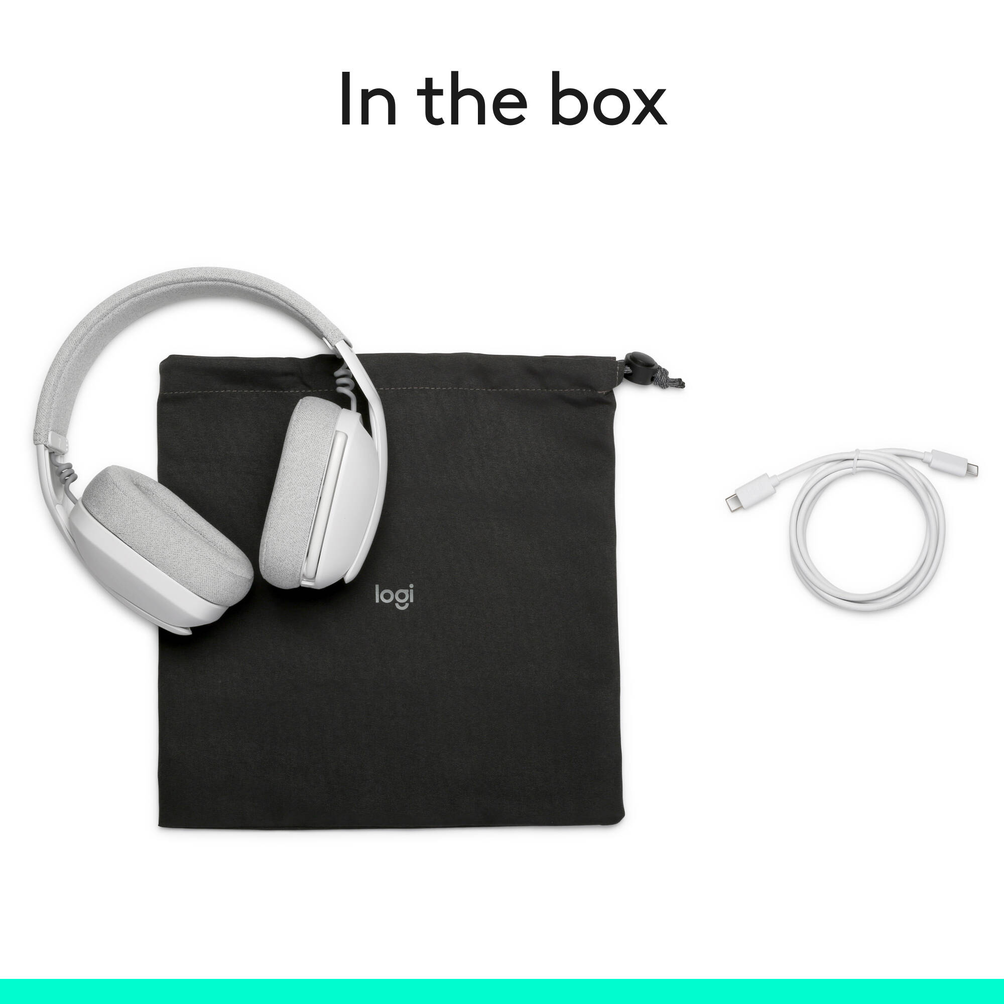 Logitech Zone Vibe 100 wireless headset in Off White with boom microphone — view 10