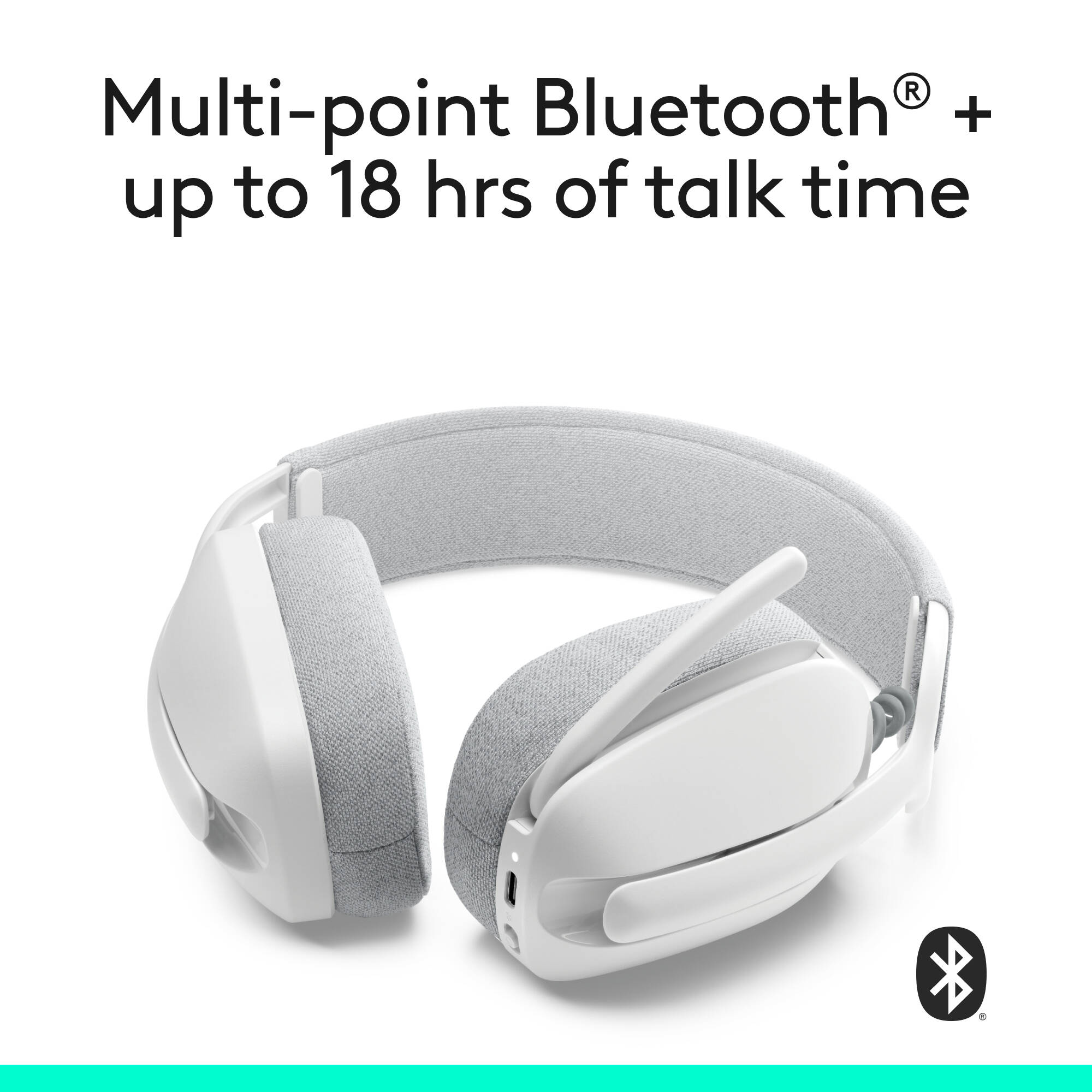 Logitech Zone Vibe 100 wireless headset in Off White with boom microphone — view 5