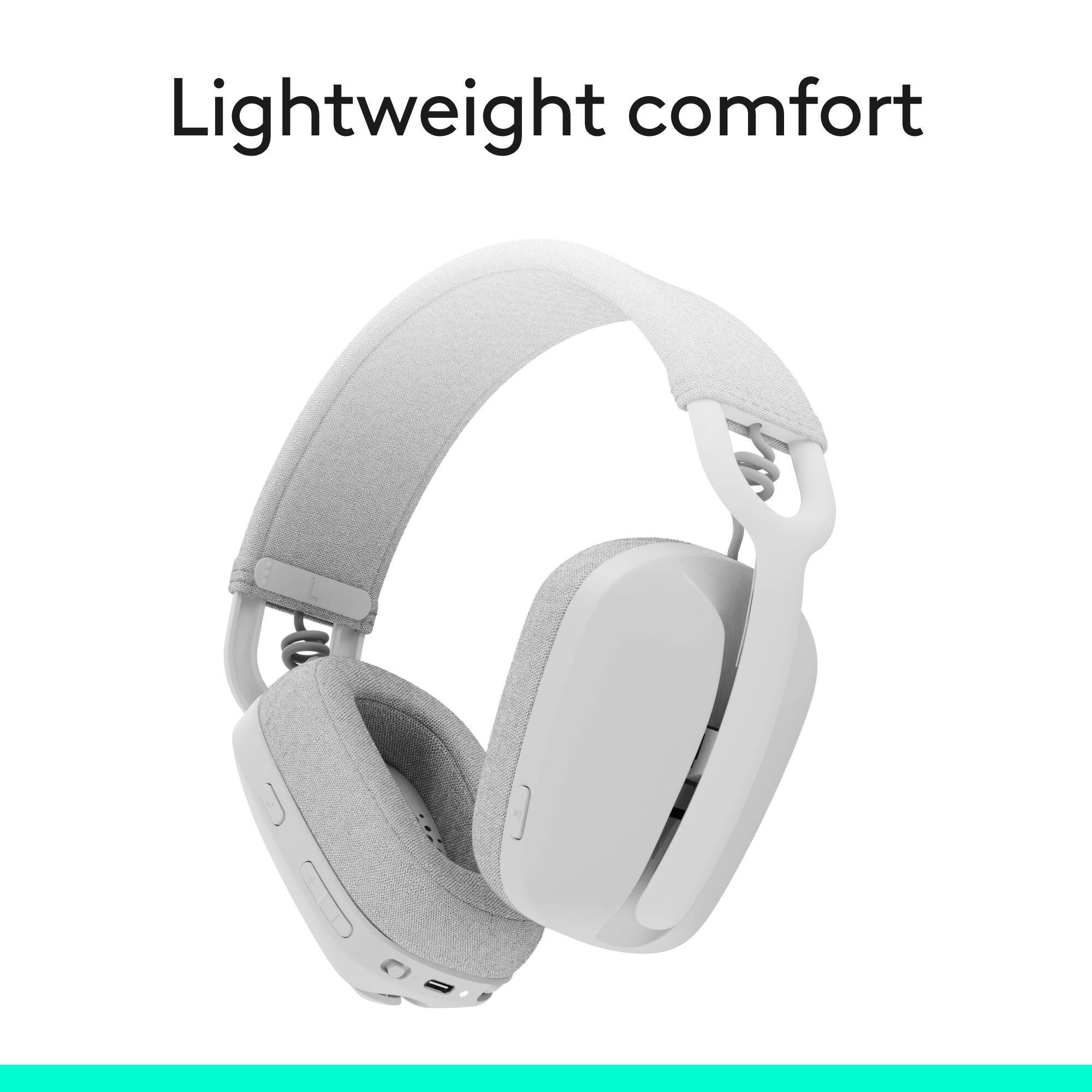 Logitech Zone Vibe 100 wireless headset in Off White with boom microphone — view 7