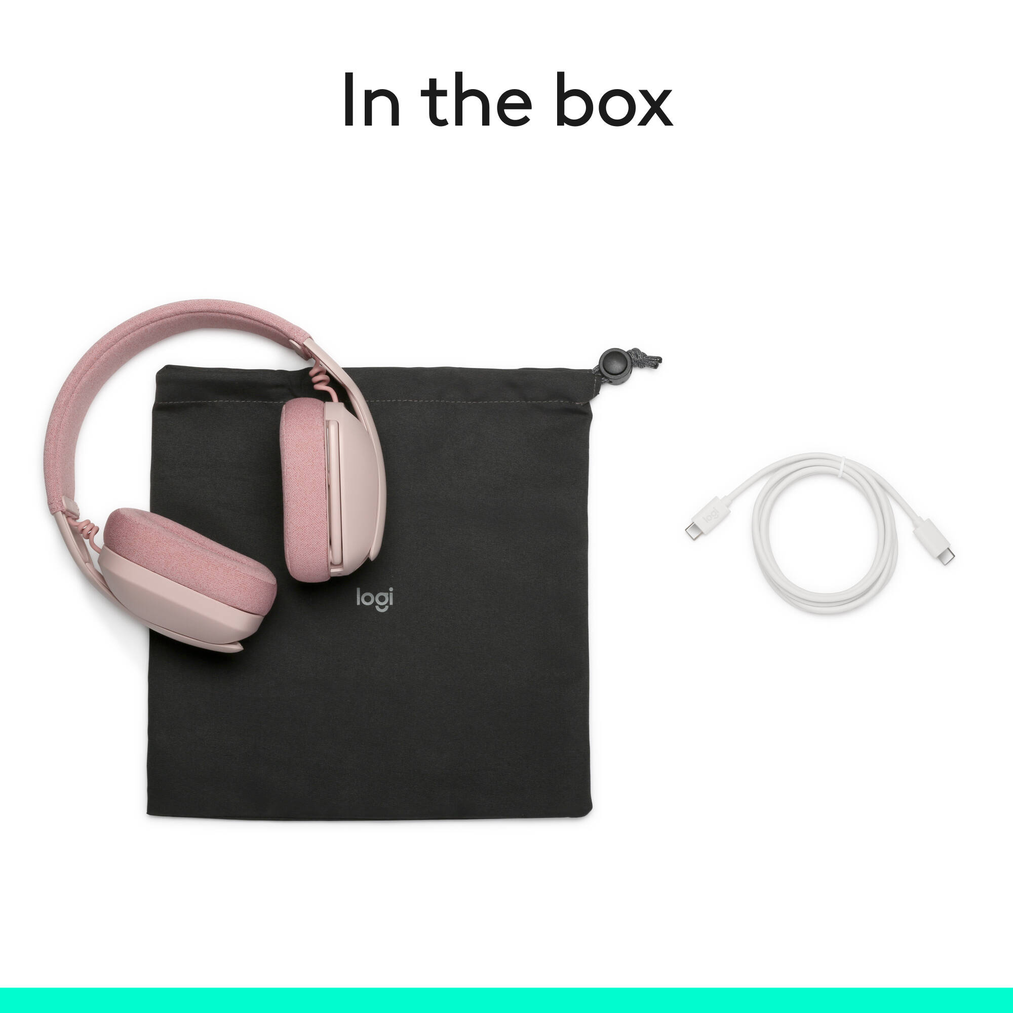 Logitech Zone Vibe 100 wireless headset in Rose with boom microphone — view 10