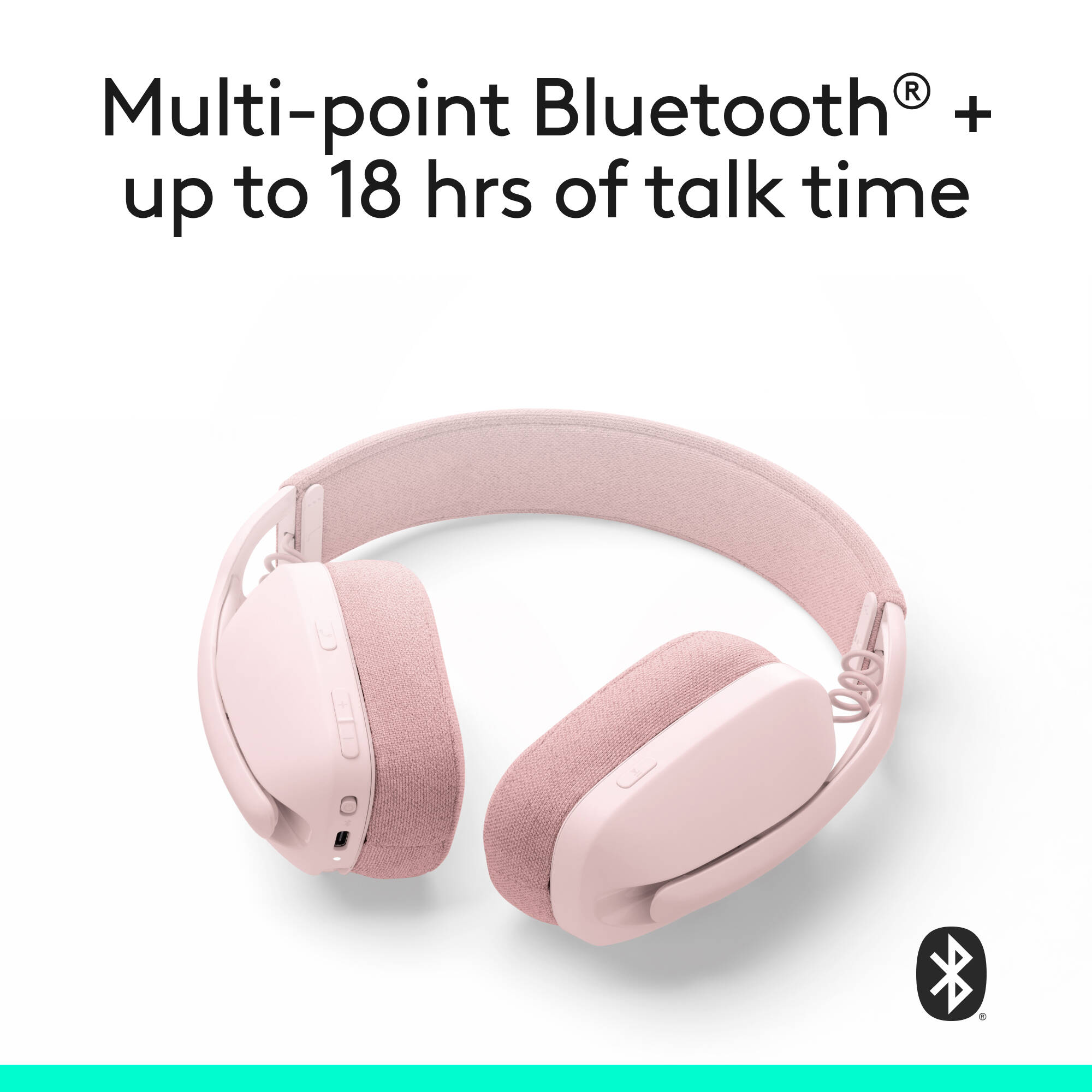 Logitech Zone Vibe 100 wireless headset in Rose with boom microphone — view 5