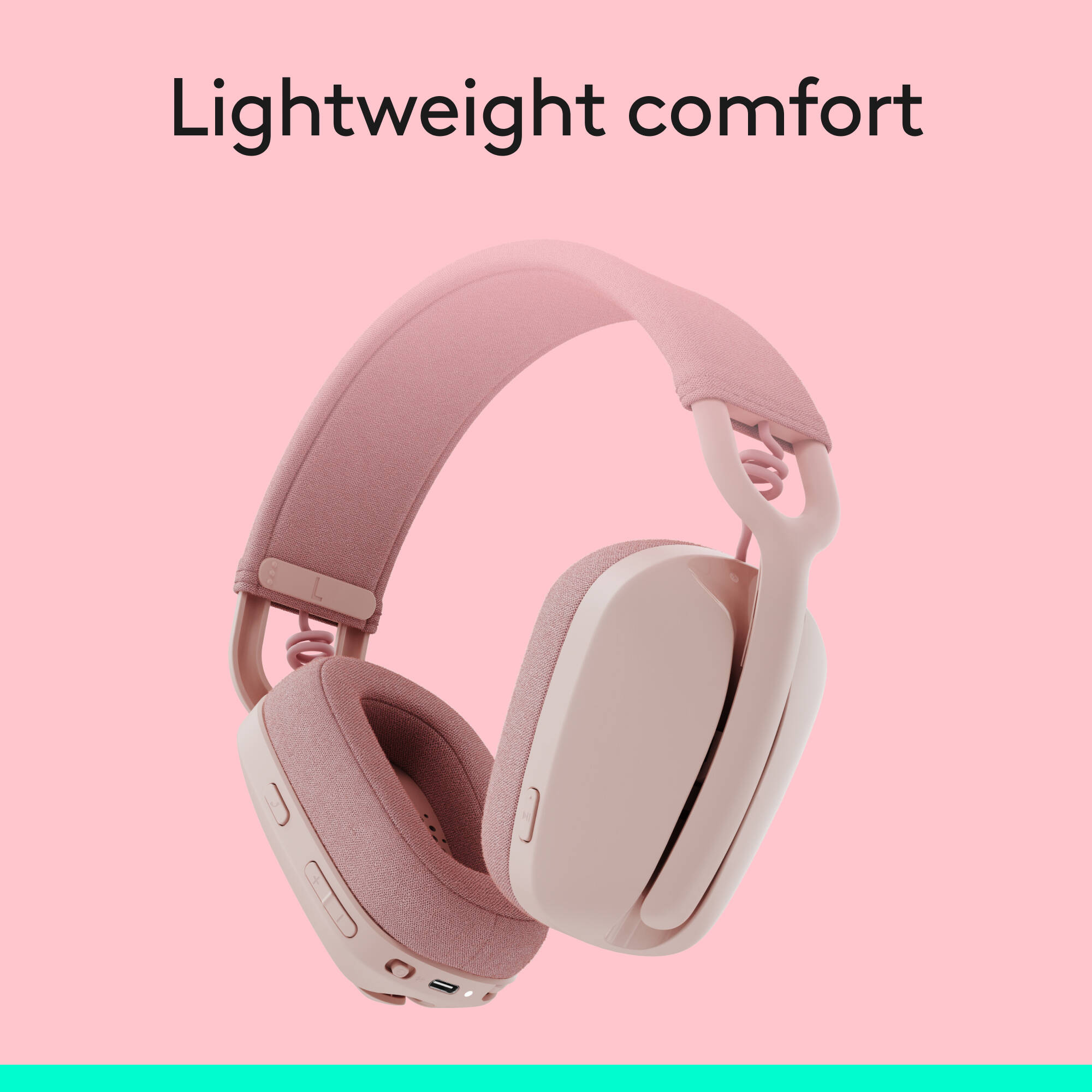 Logitech Zone Vibe 100 wireless headset in Rose with boom microphone — view 7