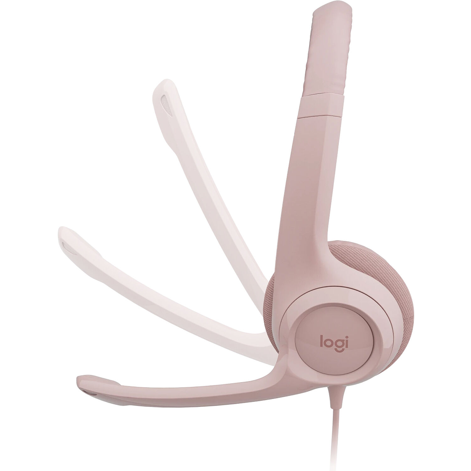 Logitech H390 USB computer headset in rose with wired USB connection and boom microphone — view 10