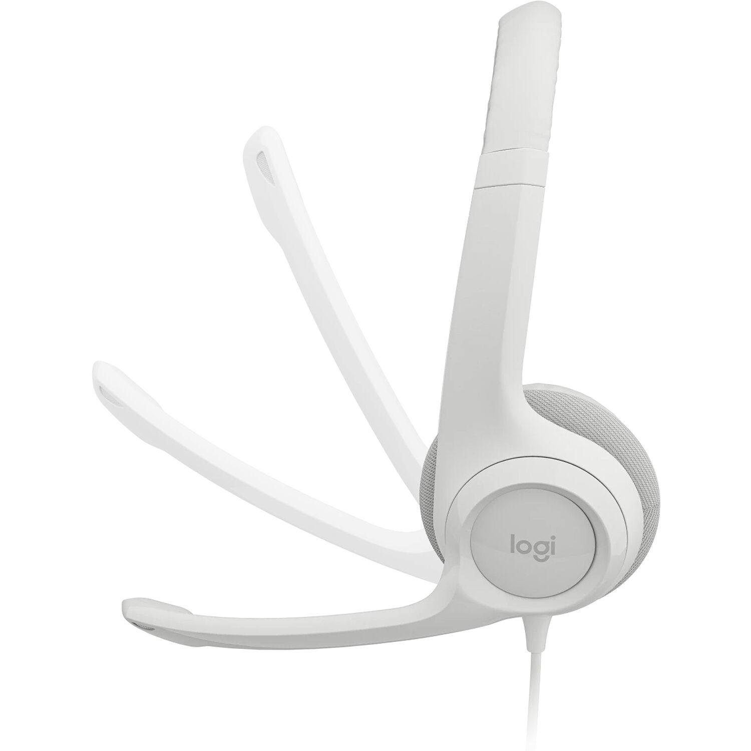 Logitech H390 white USB wired computer headset with over-ear design and boom microphone — view 10