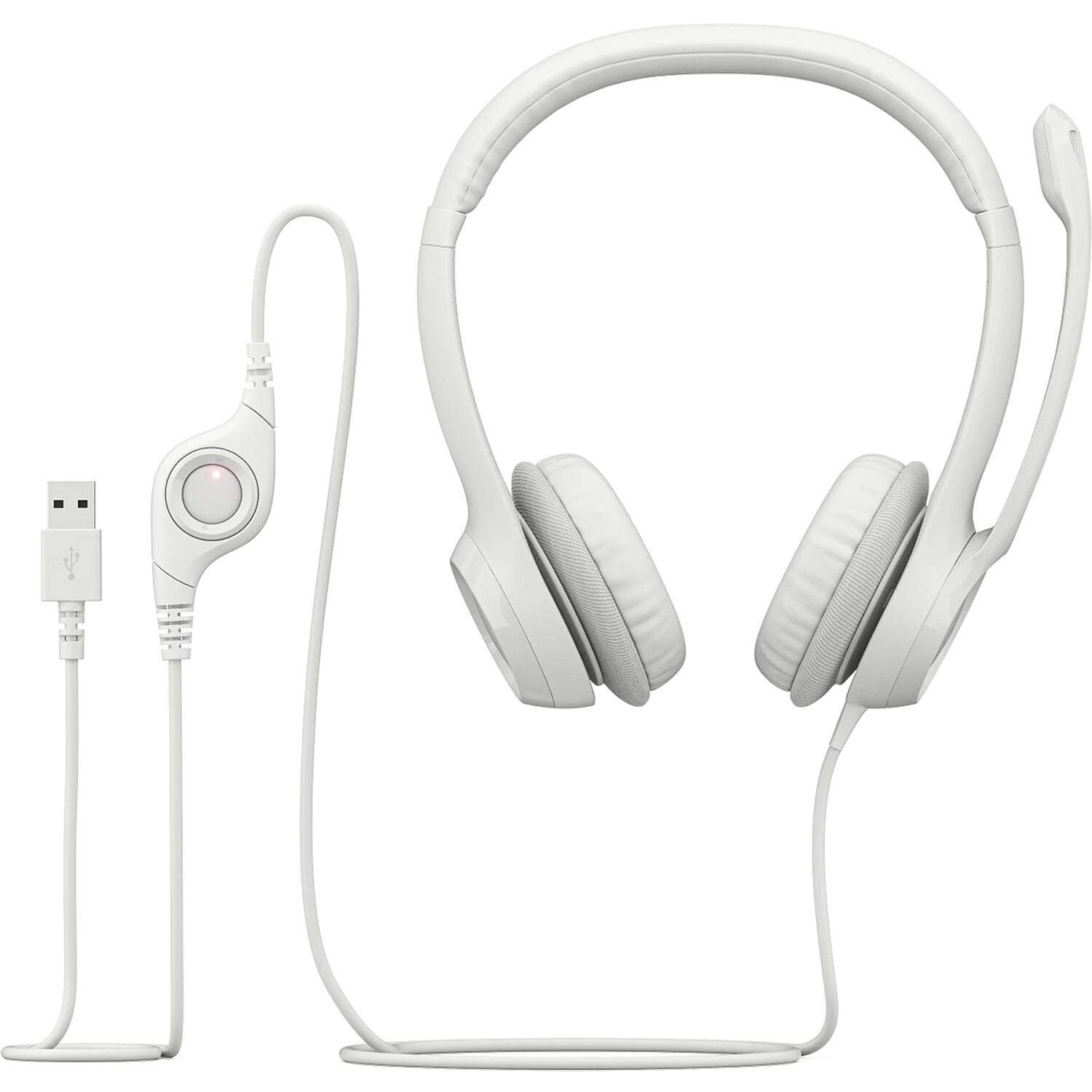 Logitech H390 white USB wired computer headset with over-ear design and boom microphone — view 12