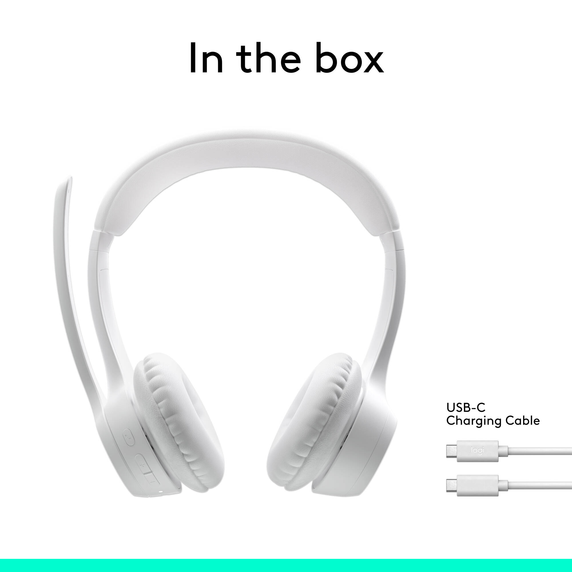Logitech Zone 300 Wireless Headset in Off White with Bluetooth connectivity and boom microphone — view 10