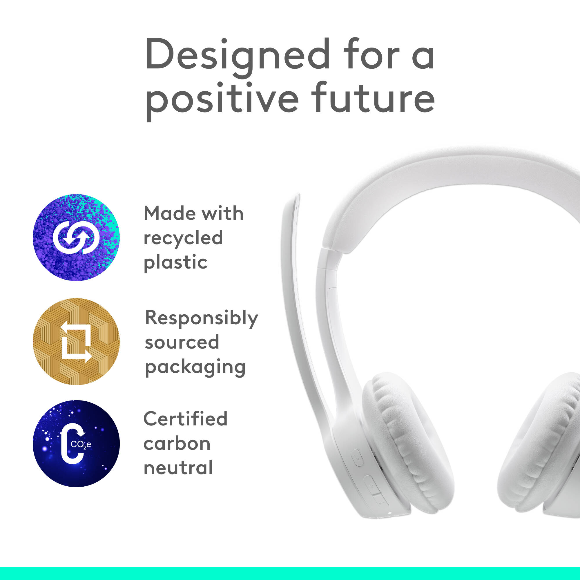 Logitech Zone 300 Wireless Headset in Off White with Bluetooth connectivity and boom microphone — view 7