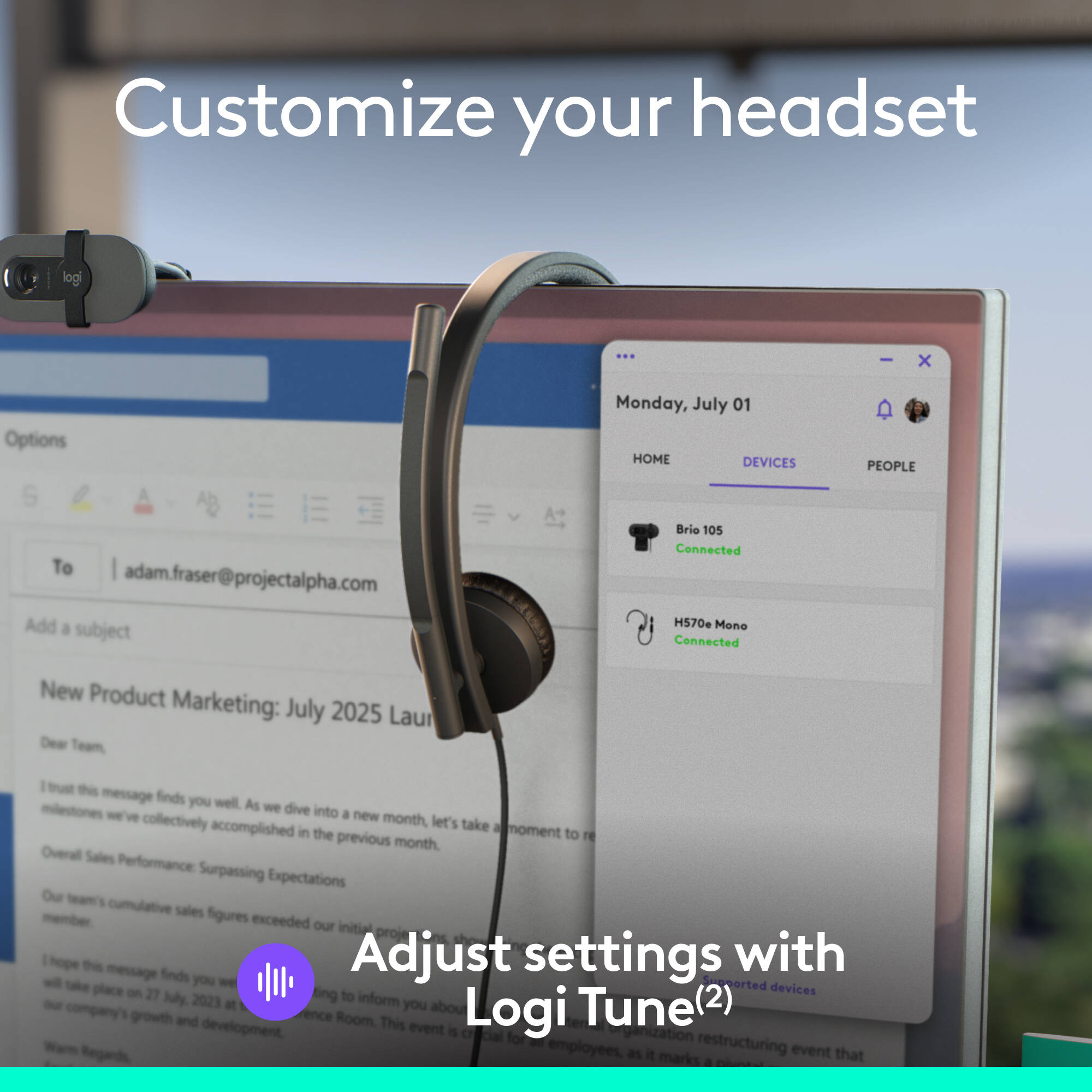 Logitech H570e Teams USB-C mono wired headset with boom microphone — view 9