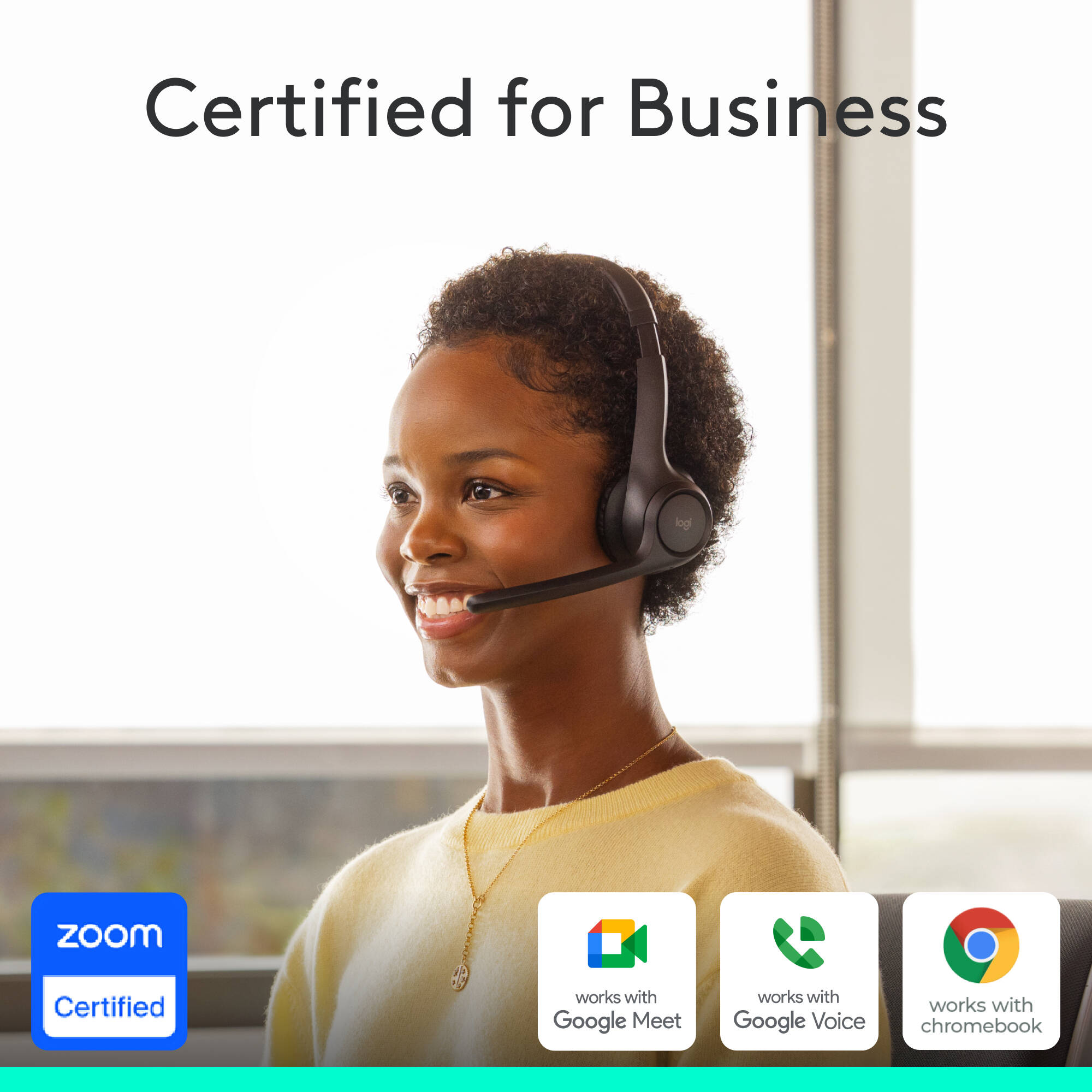 Logitech Zone 305 UC wireless headset with dongle for business calls — view 2