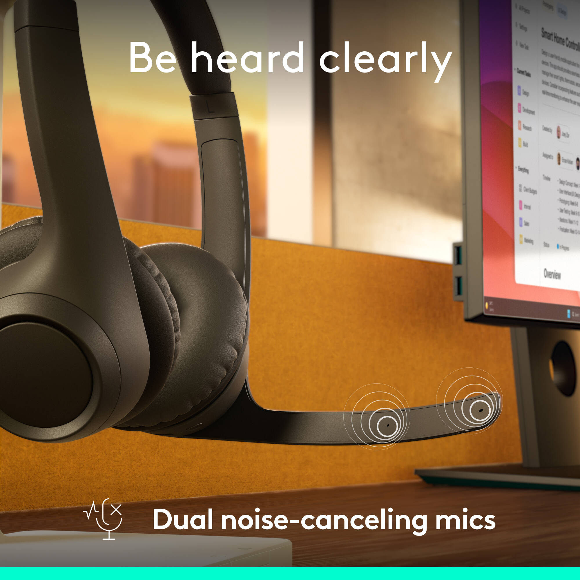 Logitech Zone 305 UC wireless headset with dongle for business calls — view 3