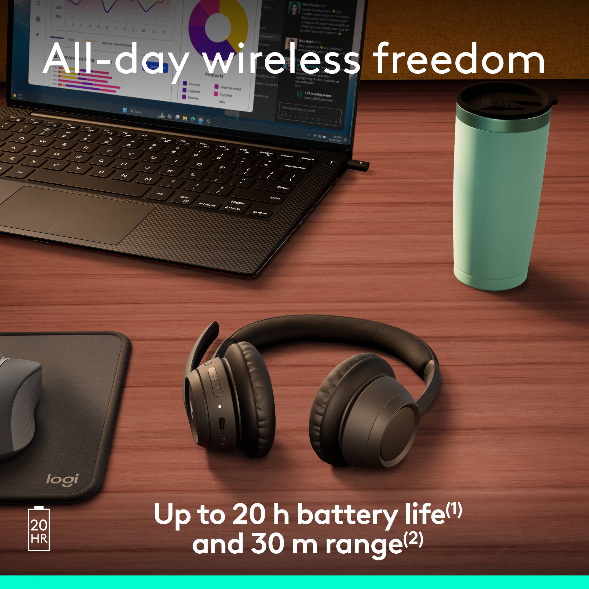 Logitech Zone 305 UC wireless headset with dongle for business calls — view 5