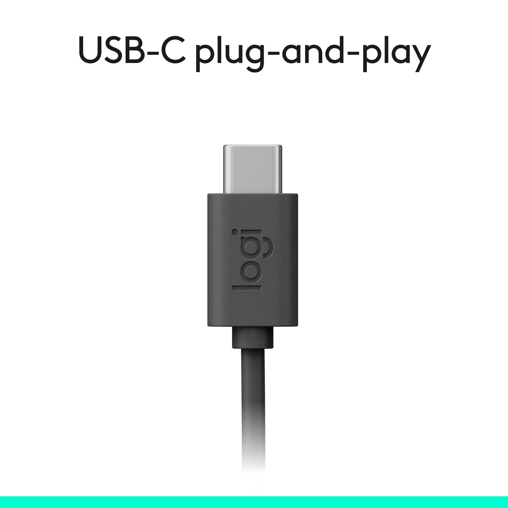Logitech H390 USB-C wired computer headset in black with boom microphone — view 5