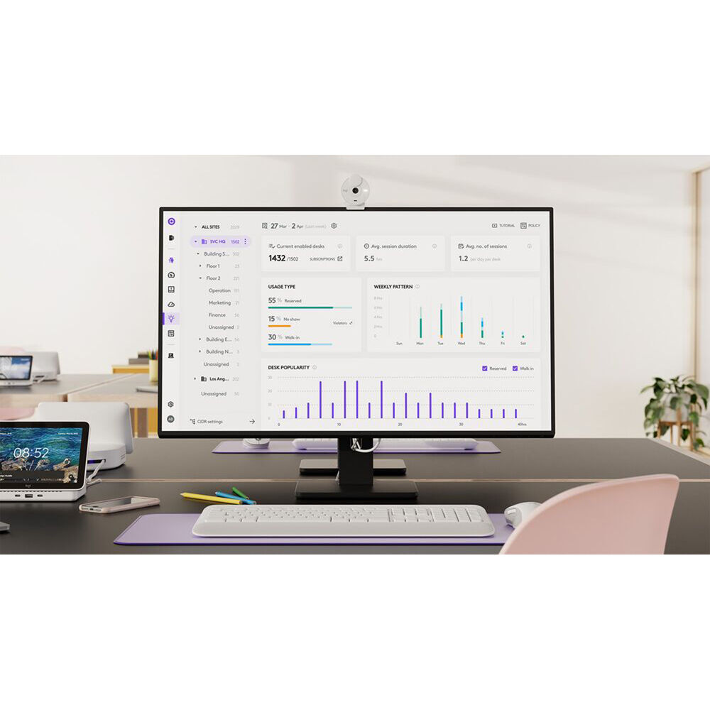 Logitech RallyBar, Tap Cat5e, Sight, and microphones conference room bundle for hybrid meetings — view 4
