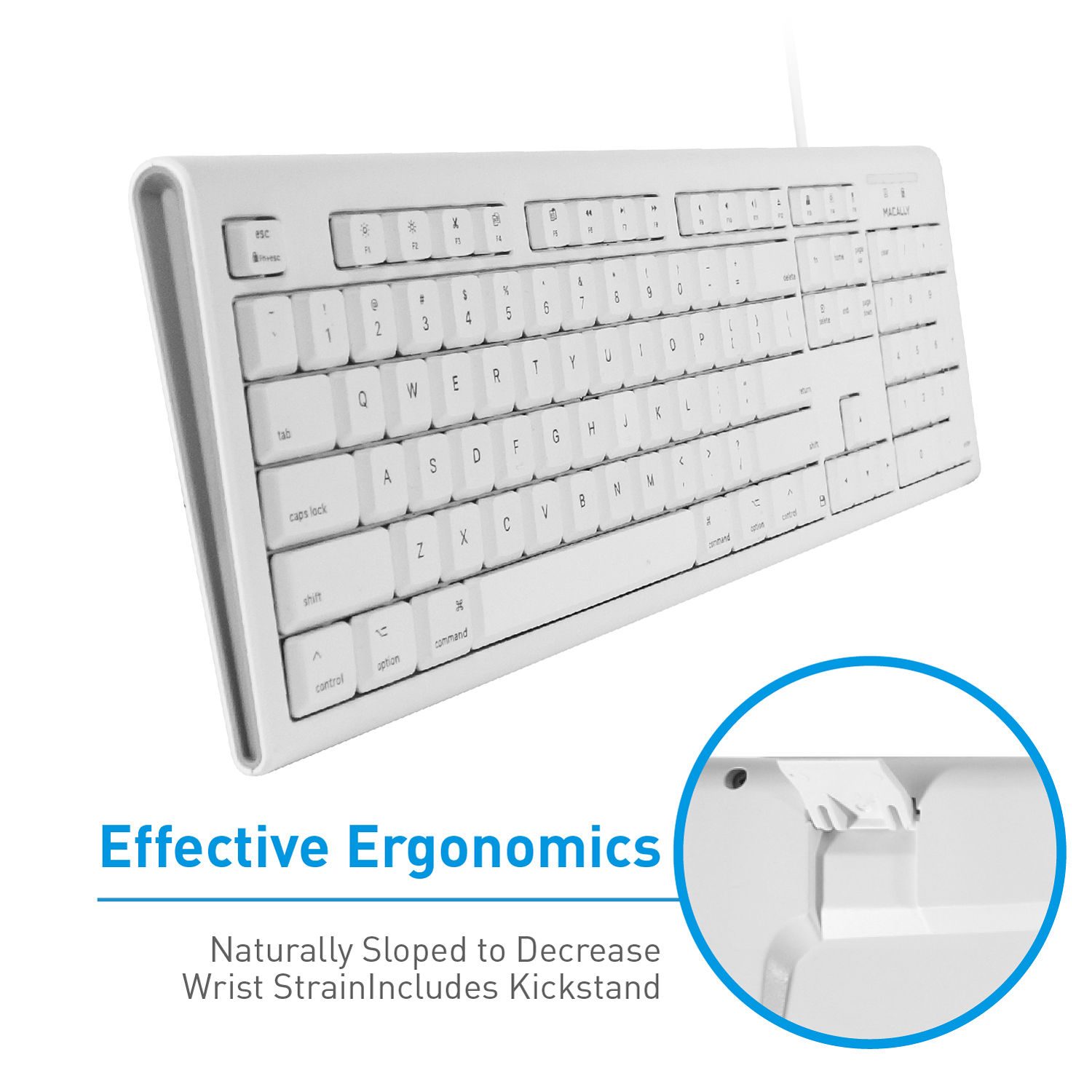 White 104-key USB keyboard for Mac by Macally — view 6