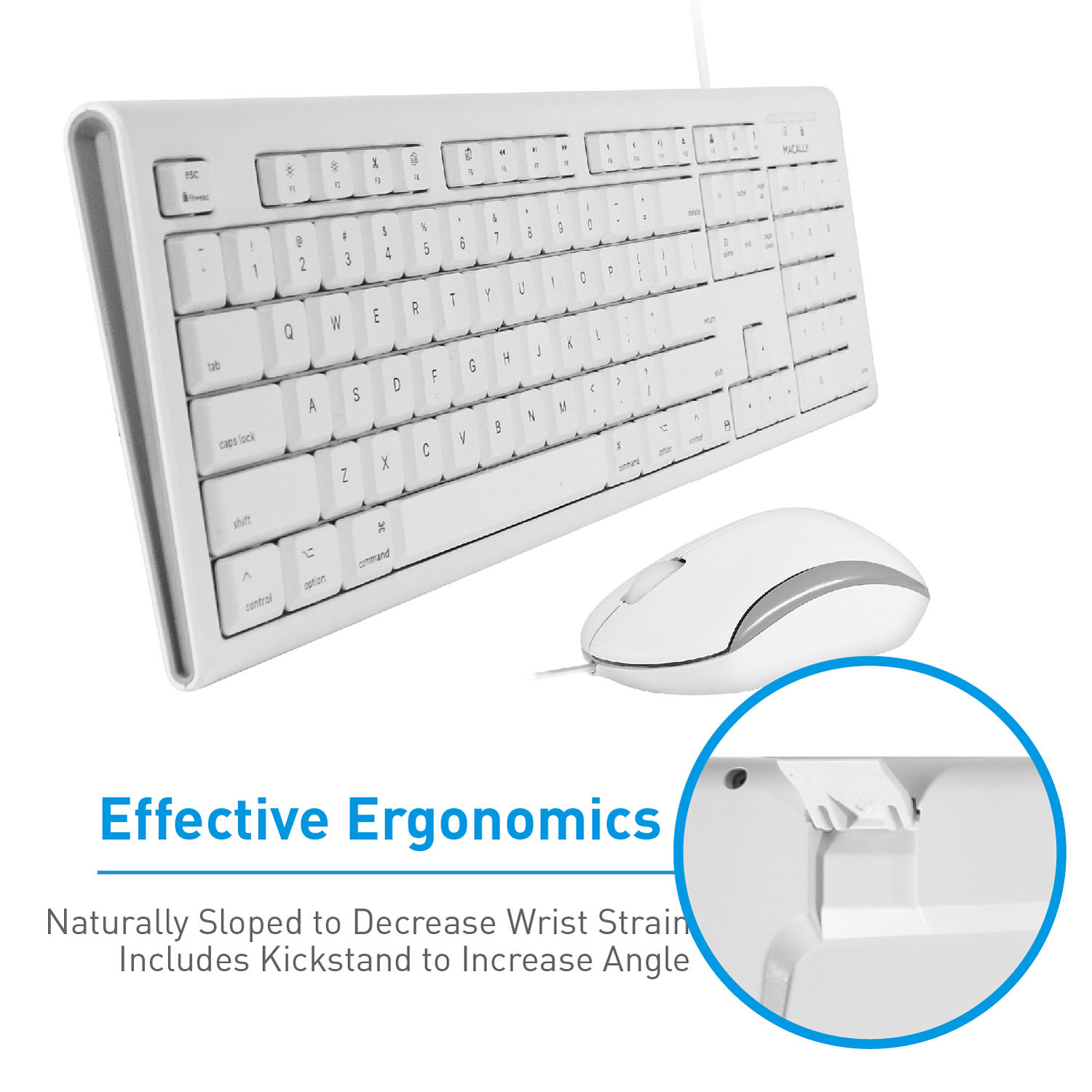 Macally USB wired full-size Mac keyboard and mouse combo for desktop use — view 7