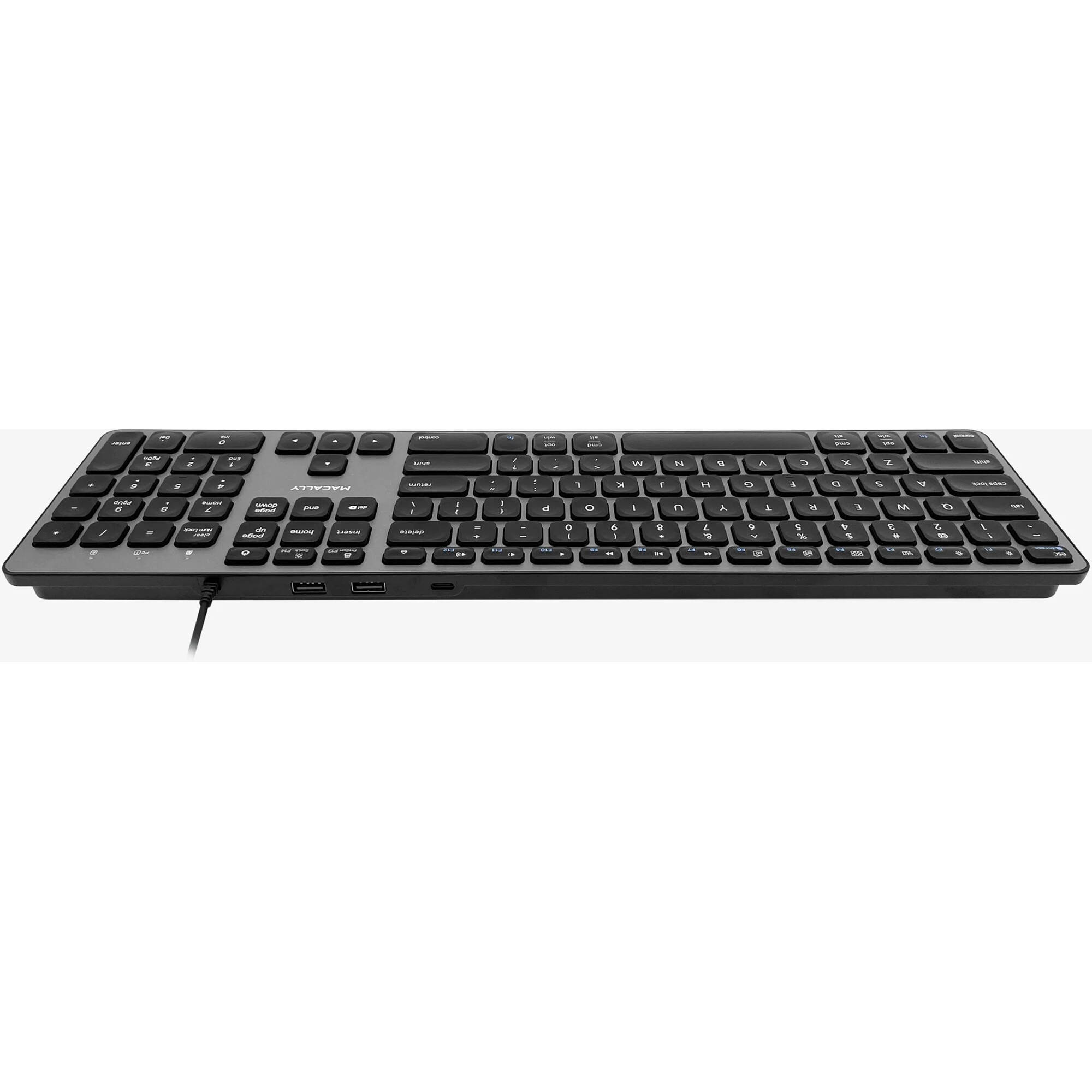 Macally USB-C keyboard with built-in hub and USB-A USB-C ports — view 3