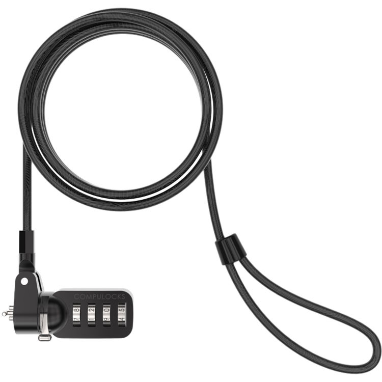Black T-bar security combination cable lock for securing compatible office devices — view 2