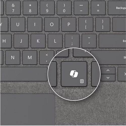 Black Microsoft Surface Pro keyboard cover with integrated pen storage — view 2