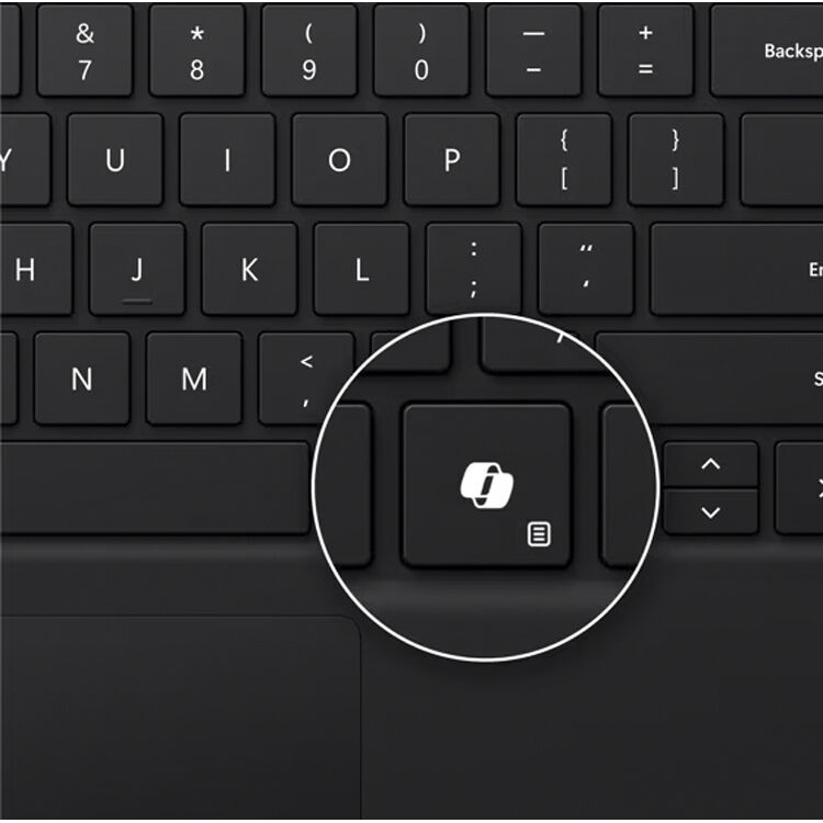 Microsoft Surface Pro Keyboard English Commercial Black attached to Surface Pro — view 2