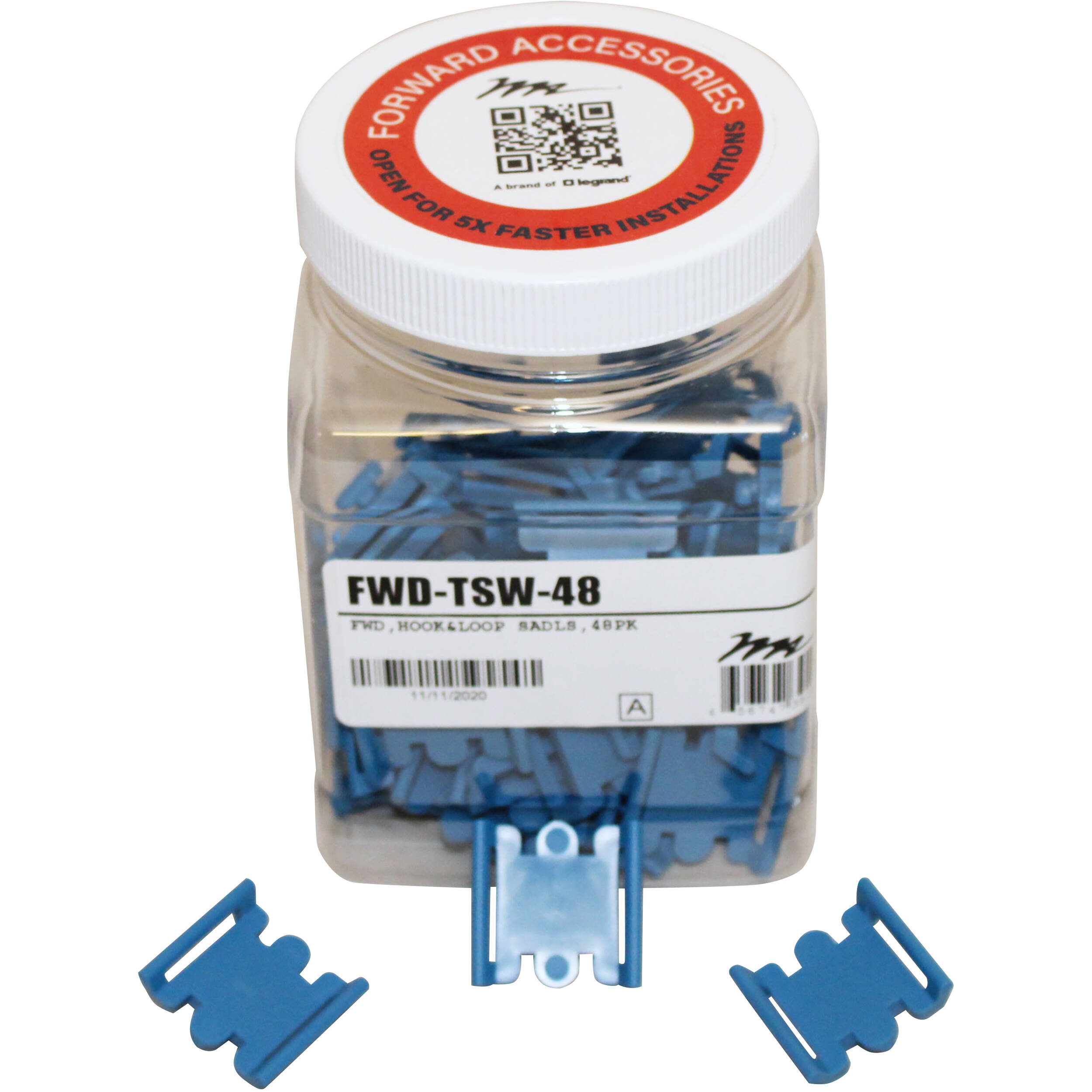 Middle Atlantic FWD-TSW-48 48-pack hook-and-loop cable saddles for rack cable management — view 4
