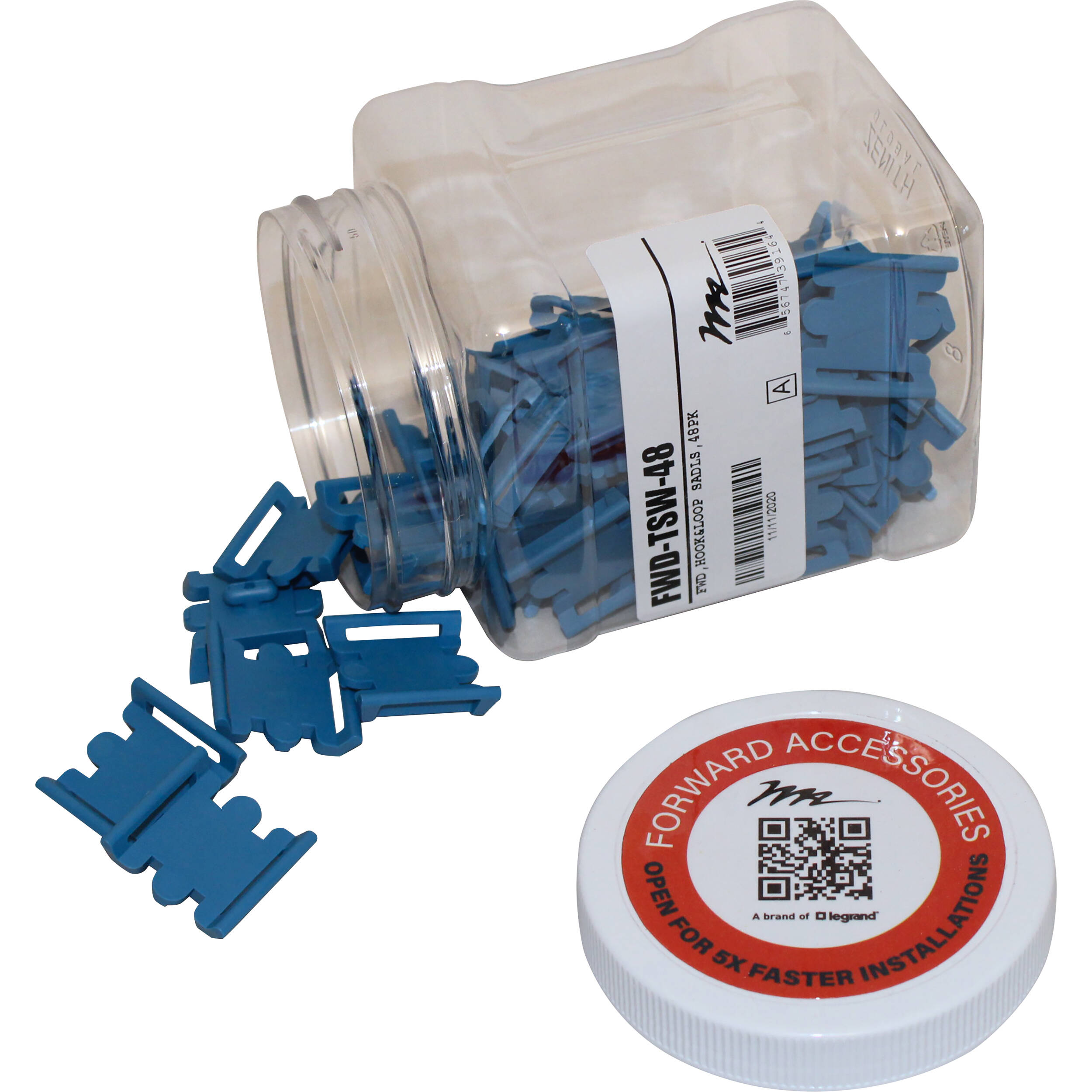 Middle Atlantic FWD-TSW-48 48-pack hook-and-loop cable saddles for rack cable management — view 5