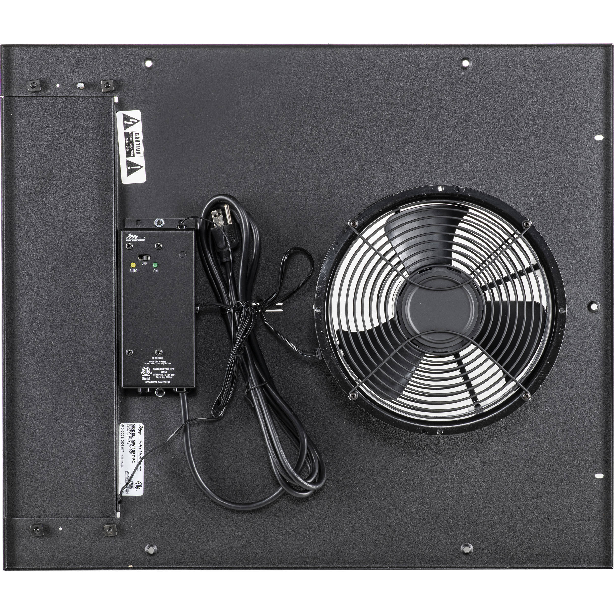 Middle Atlantic fan top with one 10 inch fan for WR, WRK, MRK, VRK, VMRK, and DRK rack cooling — view 2