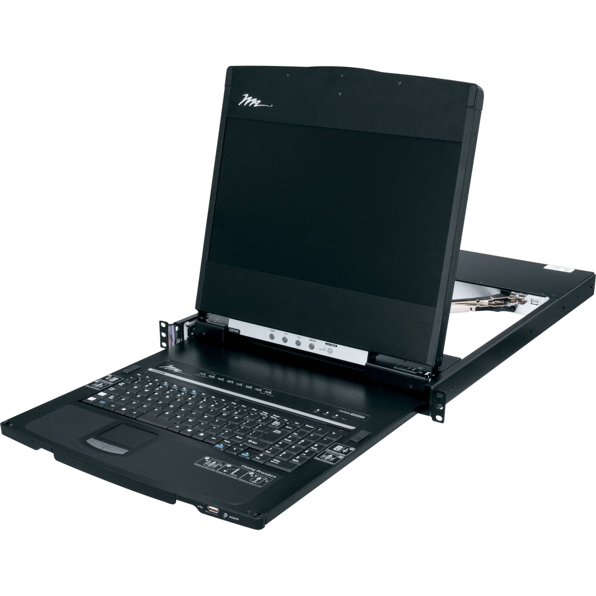 Middle Atlantic RM-KB-LCD17KVMHD rackmount console with integrated KVM and 17 inch display — view 2