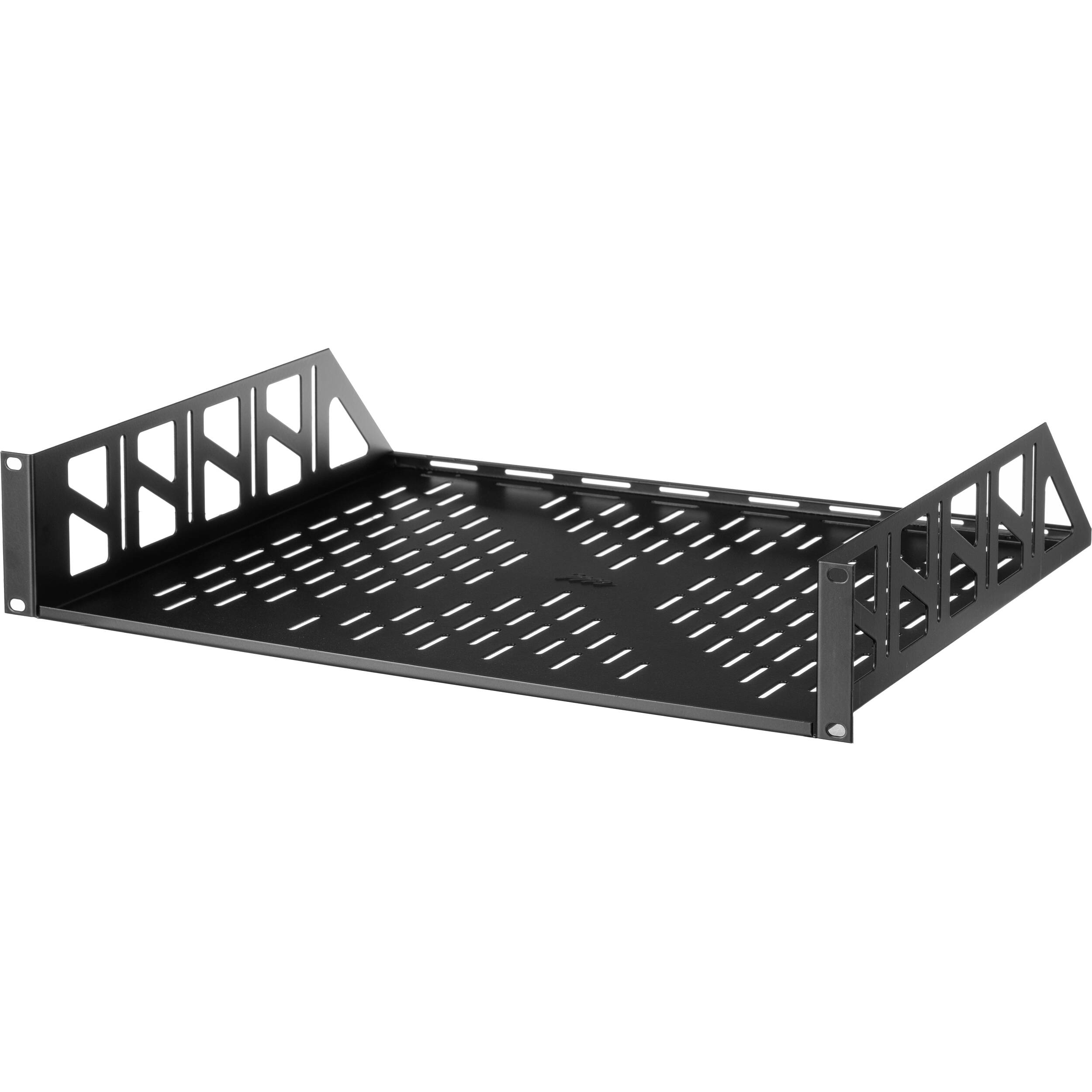 Middle Atlantic U2V 2 SP vented utility shelf in black for 19-inch rack installations — view 2