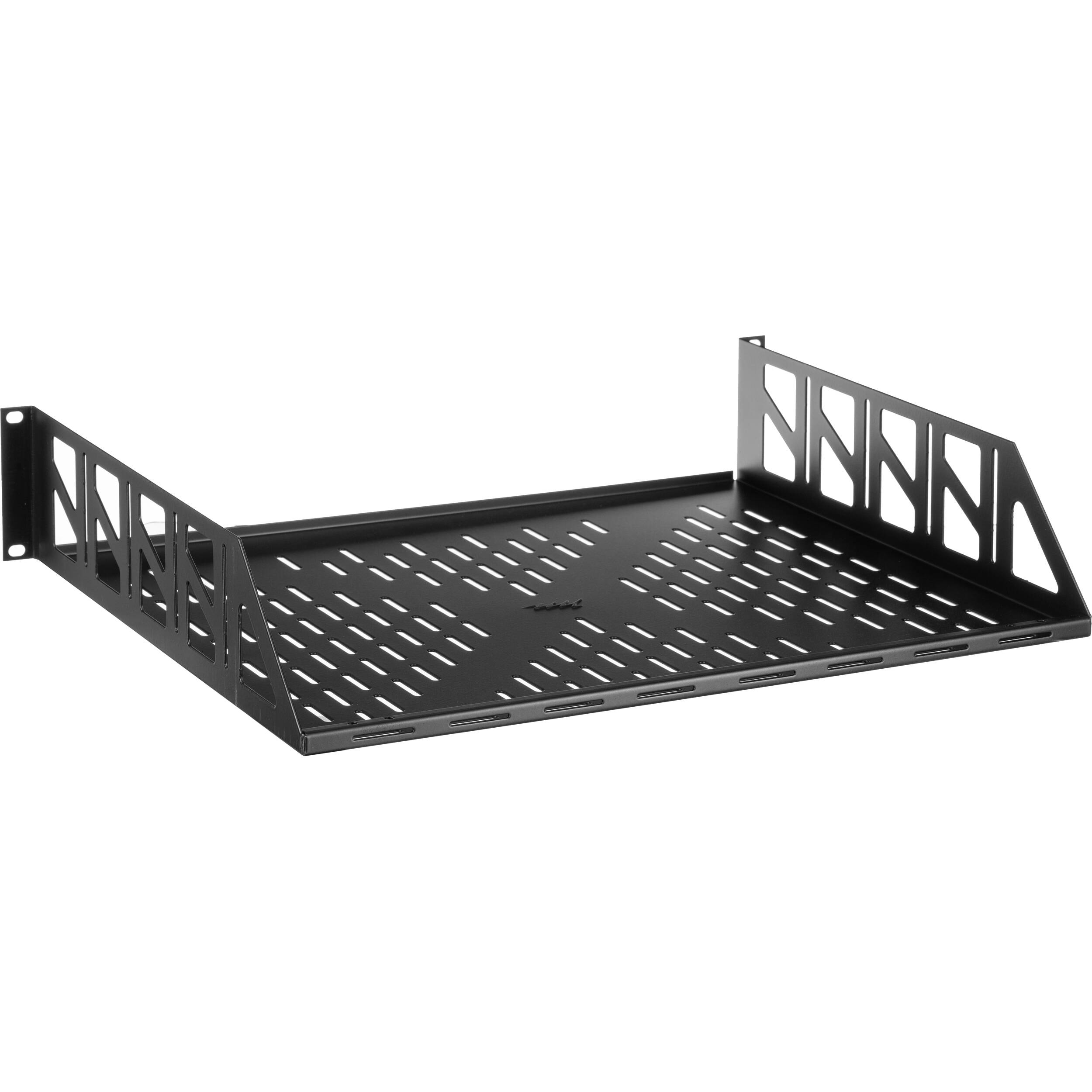 Middle Atlantic U2V 2 SP vented utility shelf in black for 19-inch rack installations — view 3