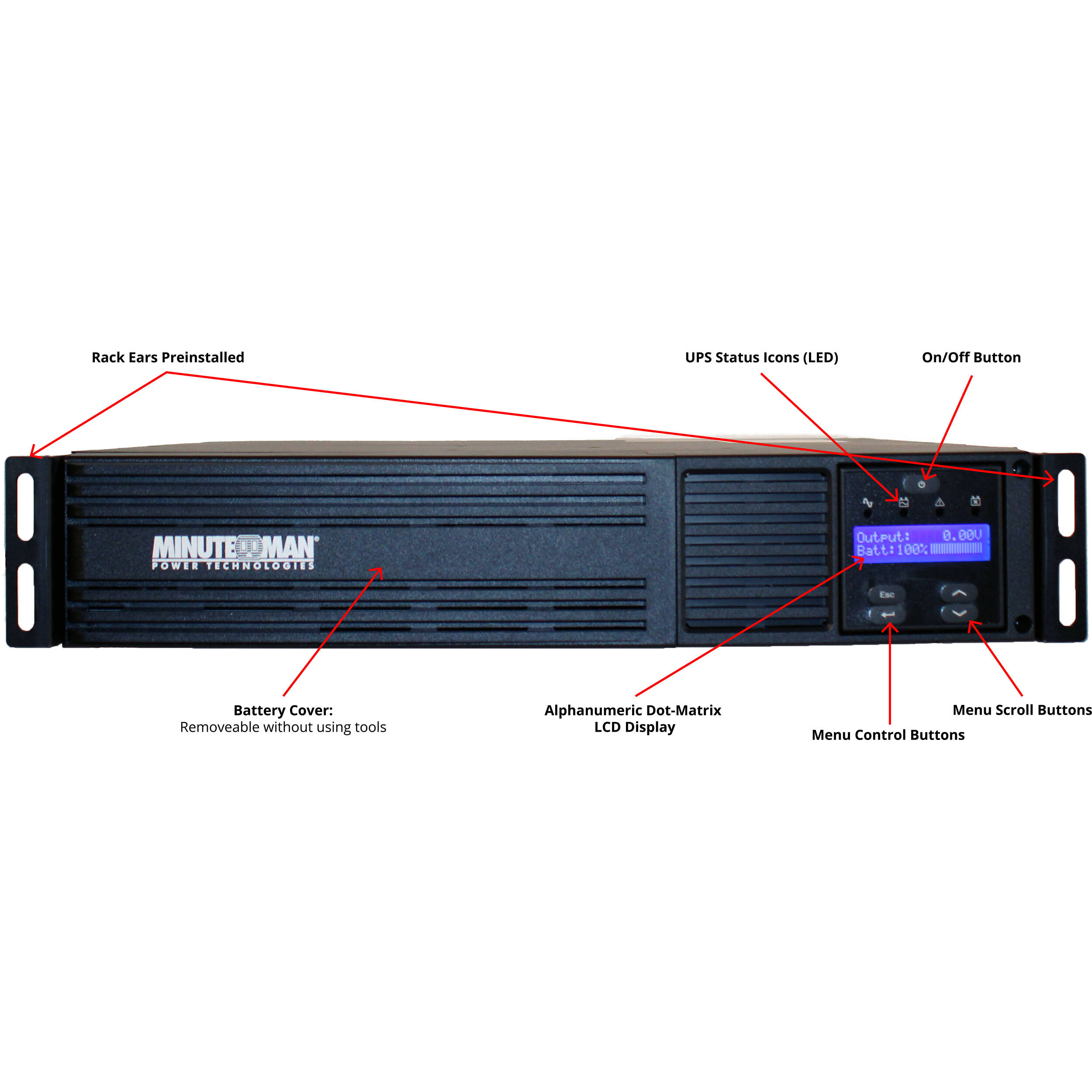 Minuteman EXR2000RT2U 2U rack/tower true sine wave line-interactive UPS — view 7
