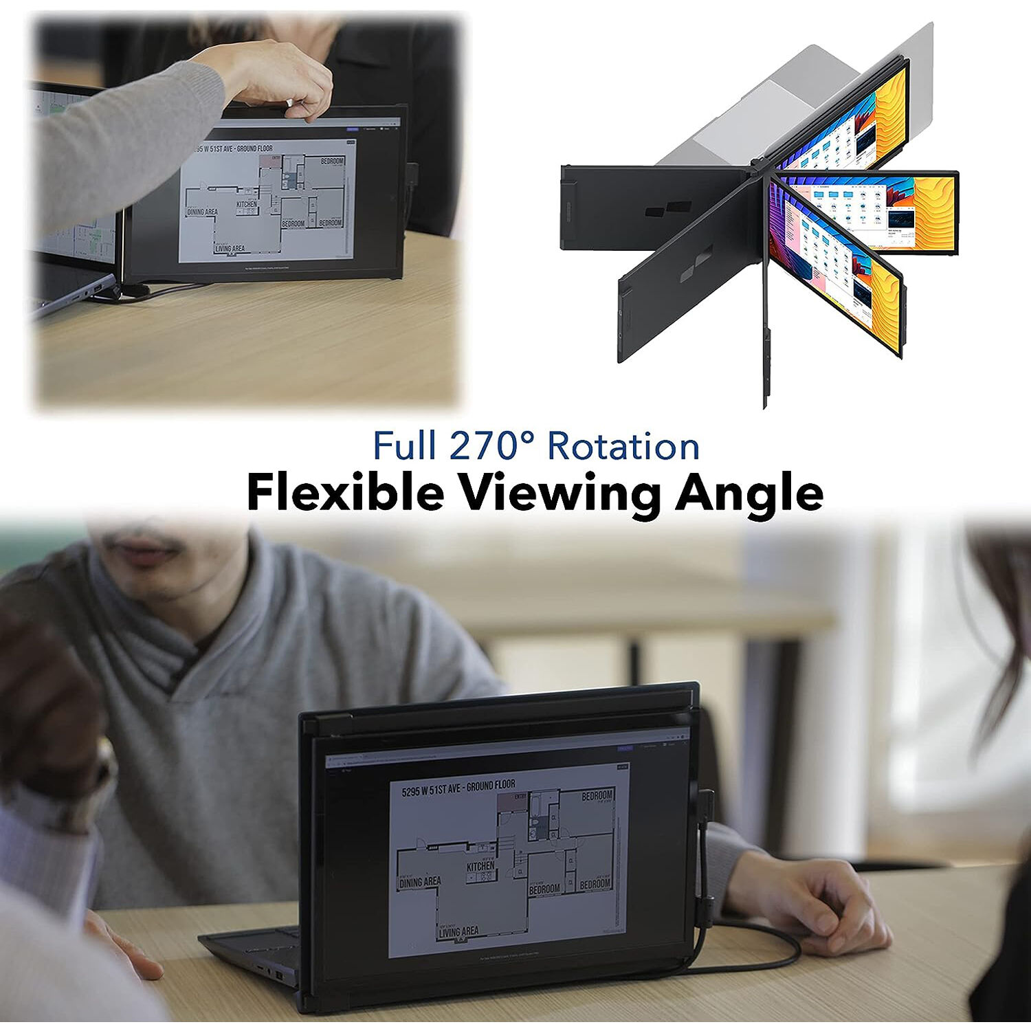 Mobile Pixels Duex Plus DS 13.3-inch portable IPS monitor with slim black chassis — view 3