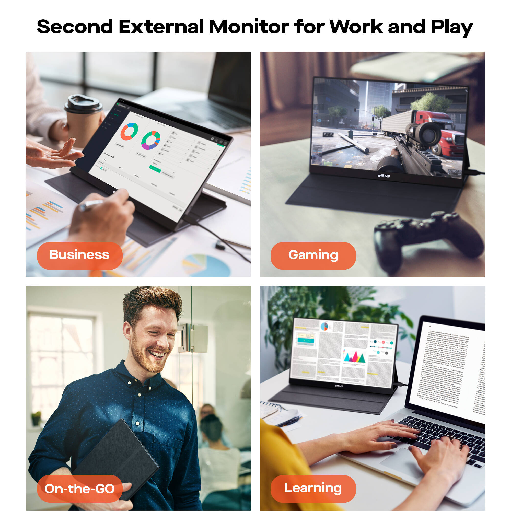 Mobile Pixels Fold 15.6-inch portable LCD monitor for dual-screen laptop productivity — view 6