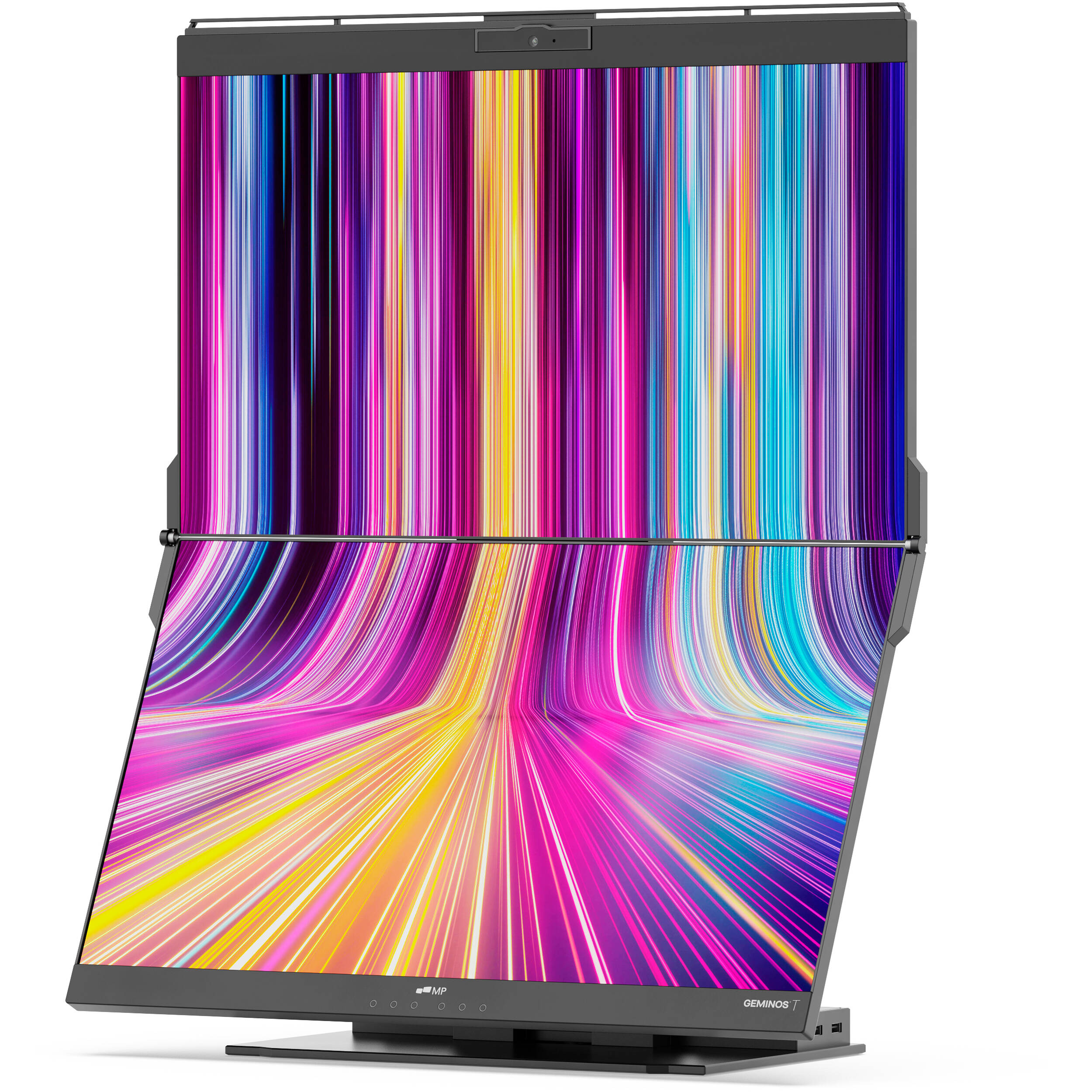 Mobile Pixels Geminos T LCD stacked dual touch monitor with adjustable top and bottom screens — view 2