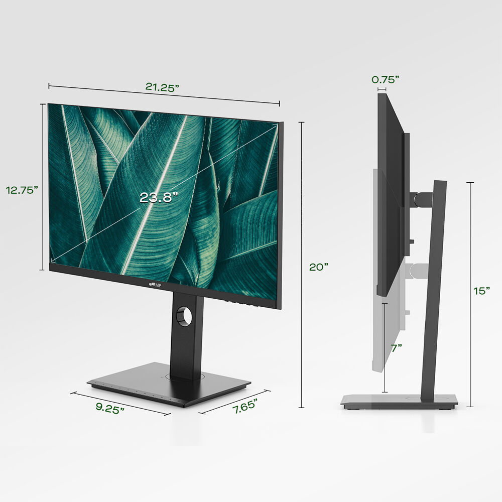 23.8-inch FHD LCD monitor with slim bezel, IPS panel, and dual HDMI ports — view 2
