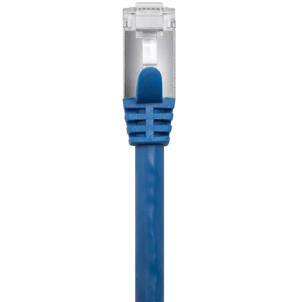 Blue 3 ft Monoprice CAT7 Ethernet cable for short network connections — view 2