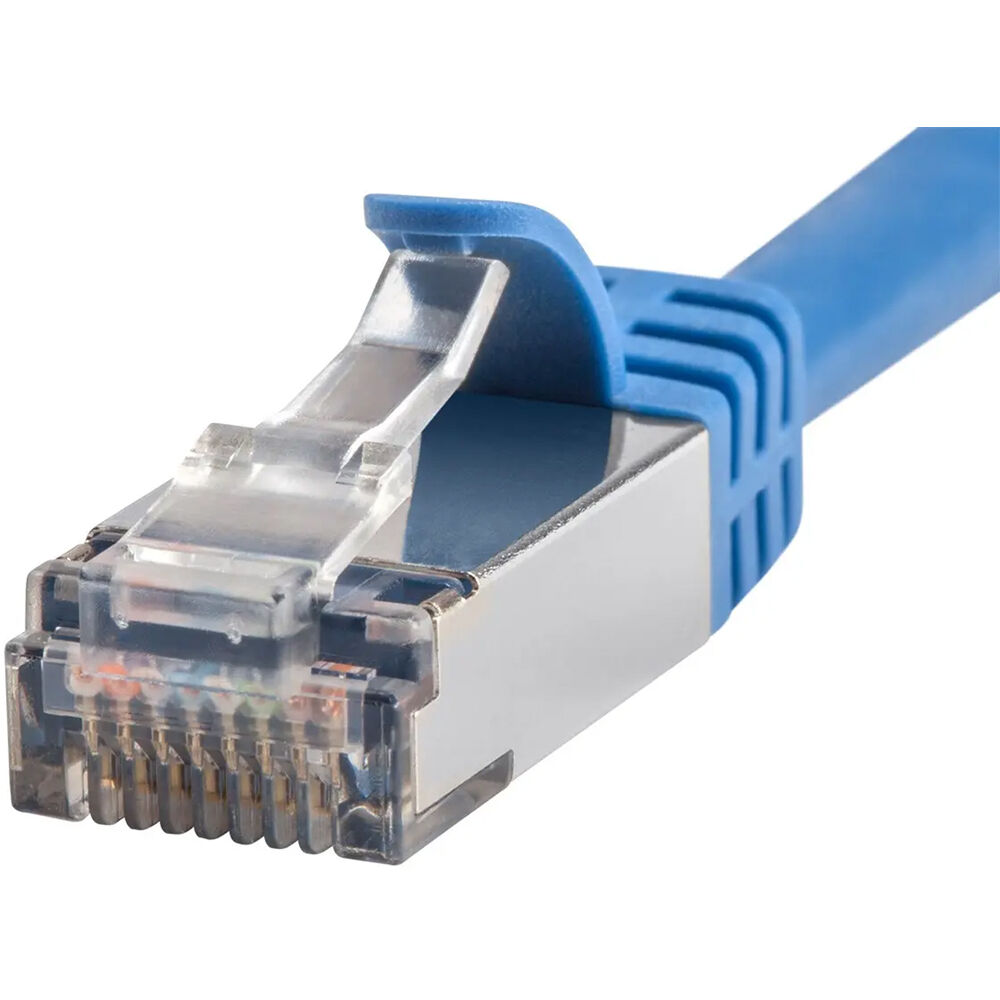 Blue 3 ft Monoprice CAT7 Ethernet cable for short network connections — view 4