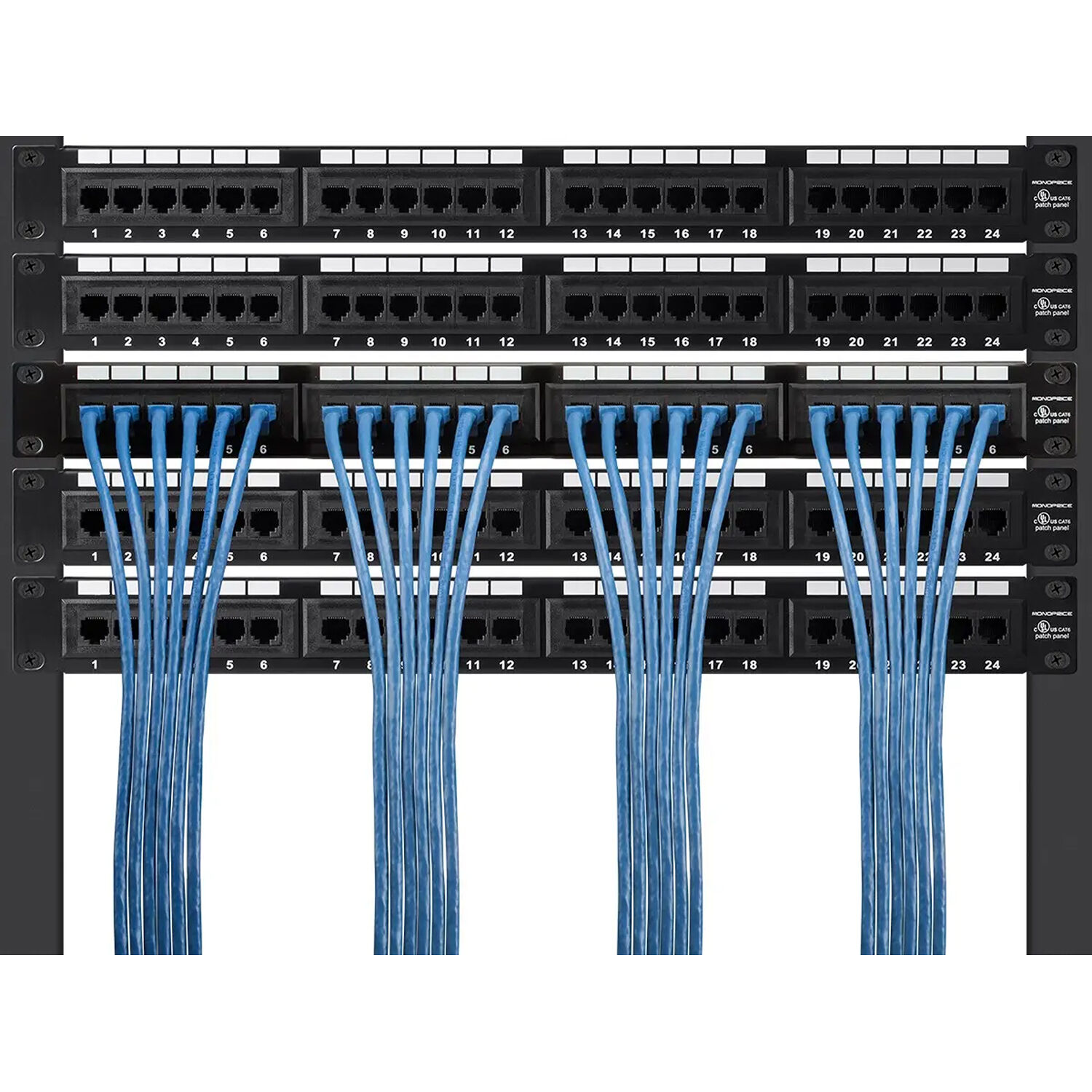 Blue 3 ft Monoprice CAT7 Ethernet cable for short network connections — view 6