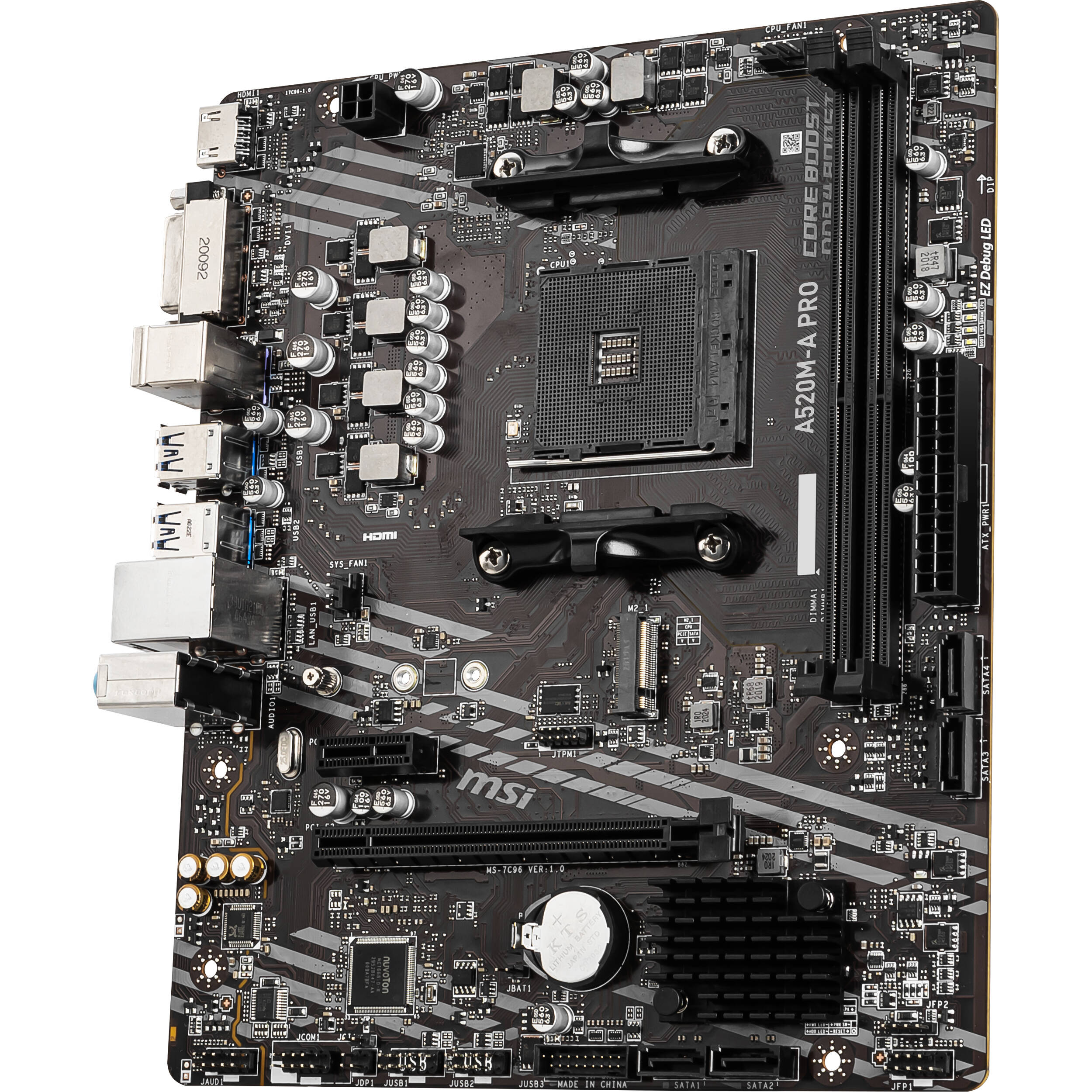 MSI A520M A PRO micro-ATX motherboard with AM4 socket and DDR4 support — view 3
