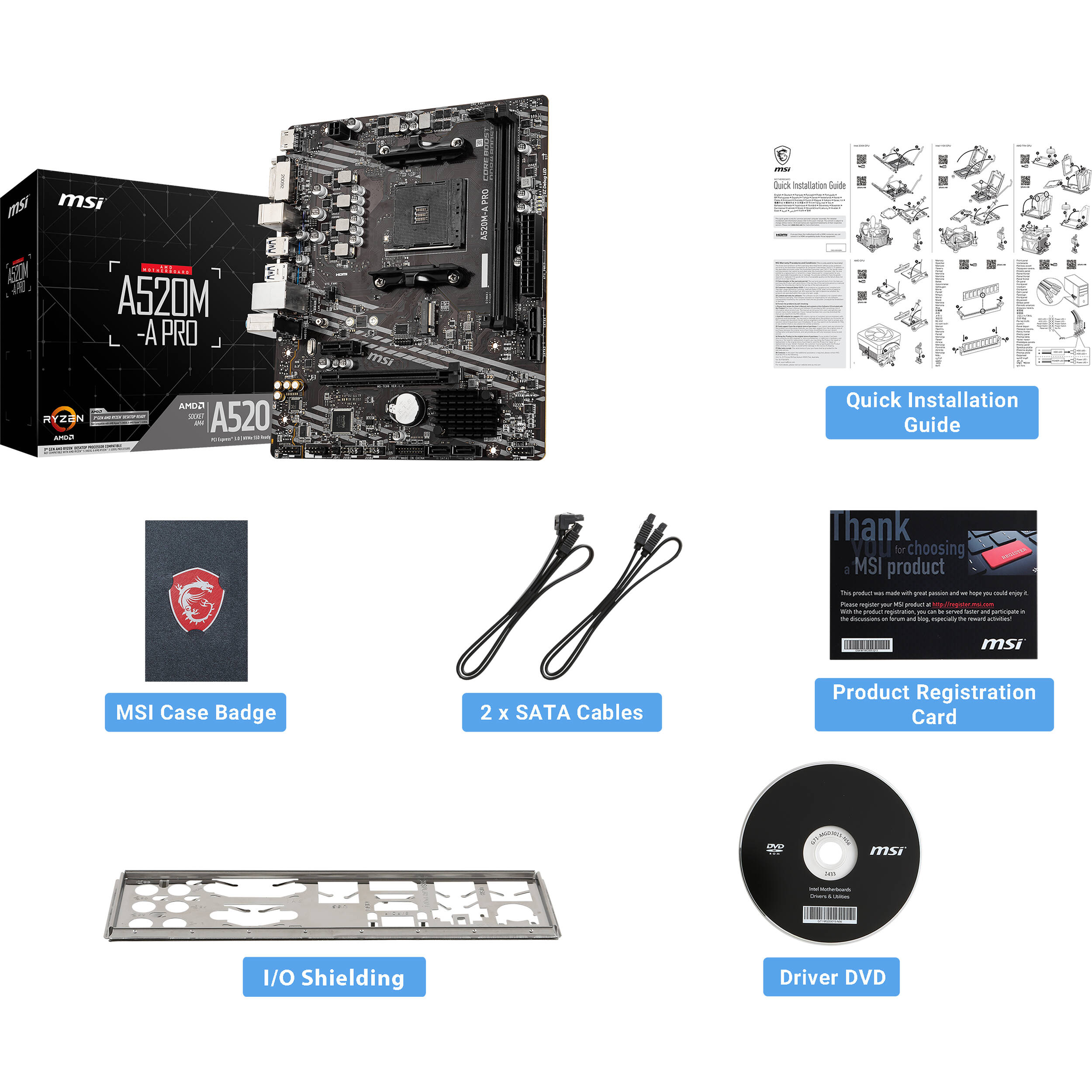 MSI A520M A PRO micro-ATX motherboard with AM4 socket and DDR4 support — view 6